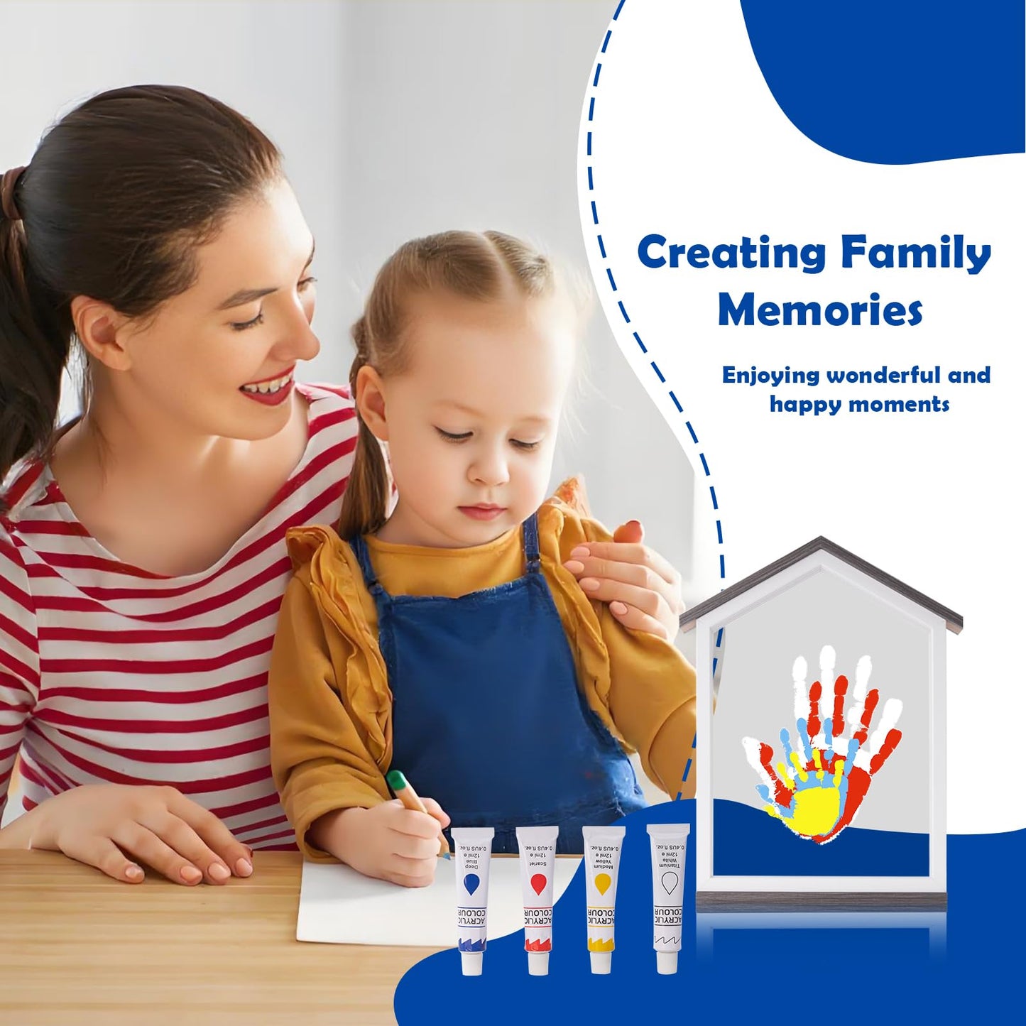 CHERRY CHEERS Exclusive House Shaped Family Handprint Kit; Unique DIY Keepsake, Complete Set, Meaningful Gift for Home Decor, Family Craft & Memory Making