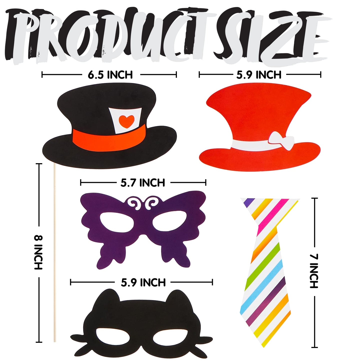 Joyin Toy Photo Booth Props 66 Pieces，Multicolor Kit for Graduation Wedding Party Supplies Favors，with Stick, Hats, Glasses, Mouth, Bowler, Bowties