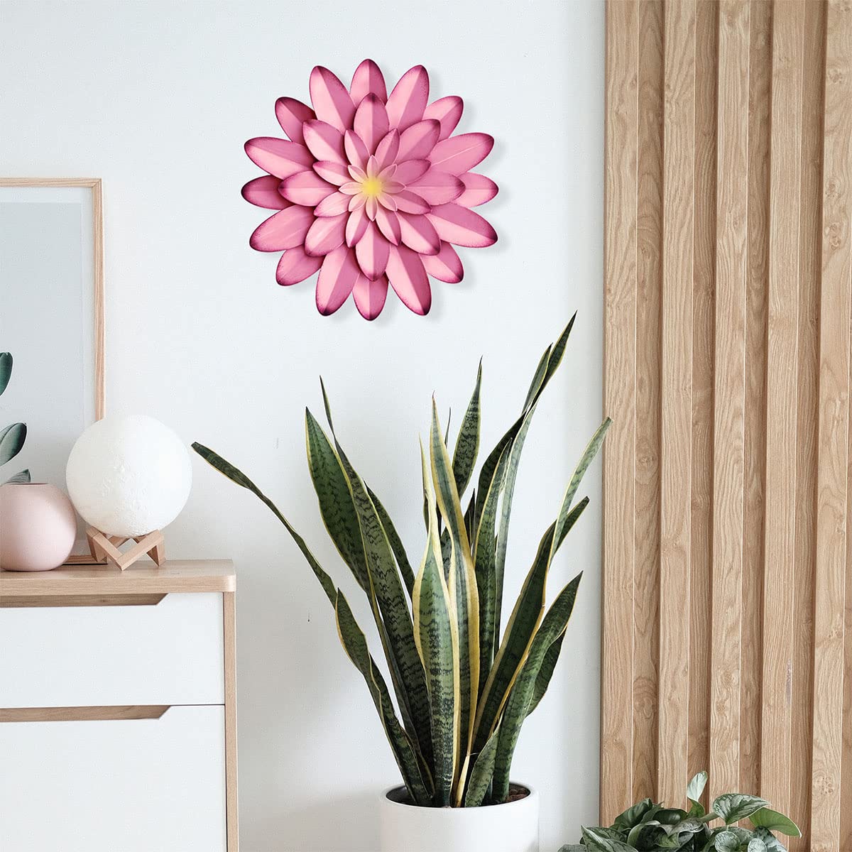 AHYS Metal Flowers Wall Decor Indoor Outdoor Metal Wall Art for Farmhouse Home Living Room Bedroom Bathroom Garden Decor – 12 Inch - Pink