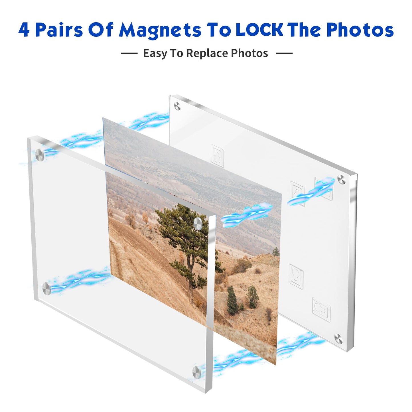 JUOIFIP 16x20 Acrylic Floating Art Frame for Wall Mount, Clear Magnetic Picture Frame for Artwork Display,Certificates Documents Frames for Family,Office,Wedding