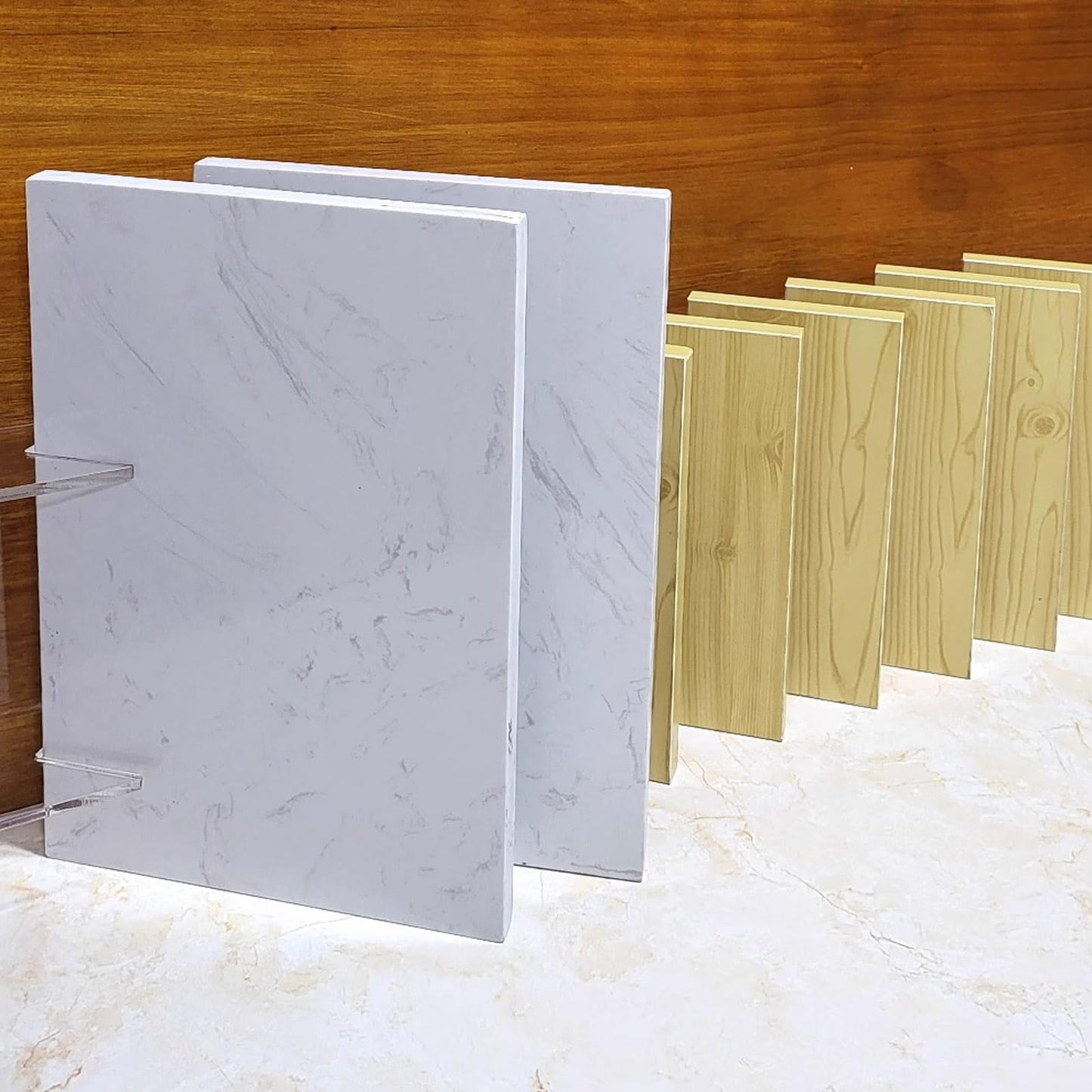 Floor tile sample rack,Acrylic Sample Display Shelf - 110cm Wooden Slab & Marble Tile Storage Rack for Trade Shows & Retail Stores - Stylish Organization Solution for Samples and Merchandise