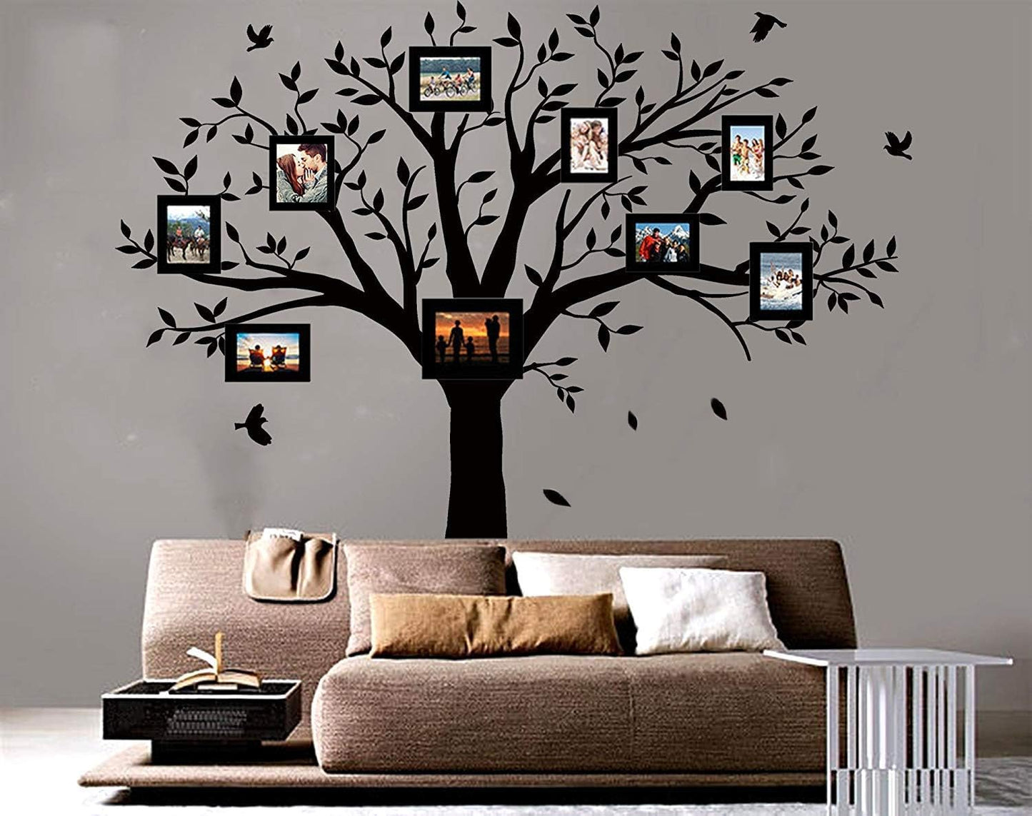Family Tree Wall Decal - 'Family Like Branches On A Tree' Quote Lettering Wall Sticker for Bedroom Decoration (Black)