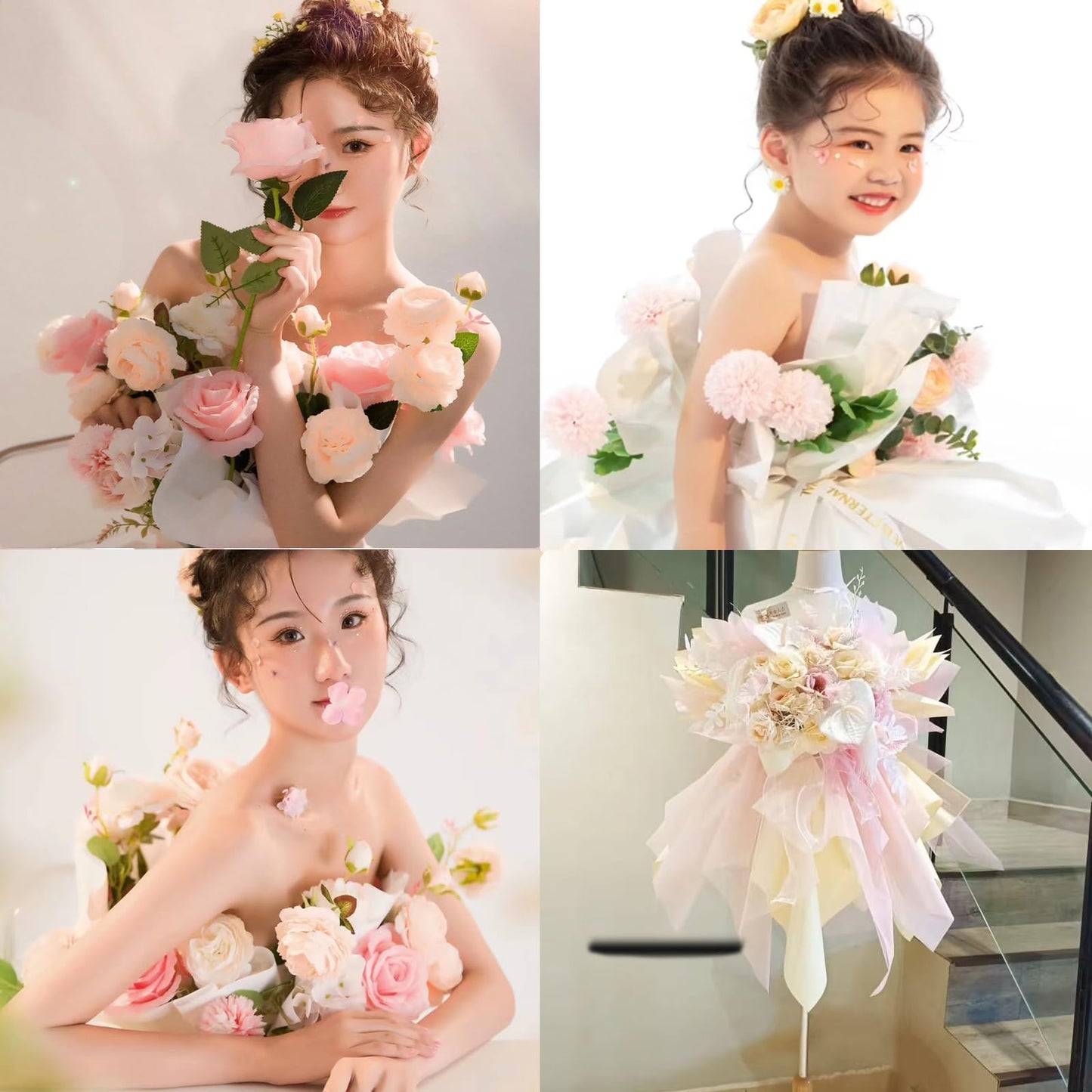 Majreey Floral Wrapping Paper Kit, 80Sheet Waterproof Floral Paper, 3Rolls Ribbon for Flower Bouquet, 2Rolls Transparent Tape,100Pcs Flower Pins, 48Pcs 3D Butterflies, 9Pcs Crowns for Florist Wrapping