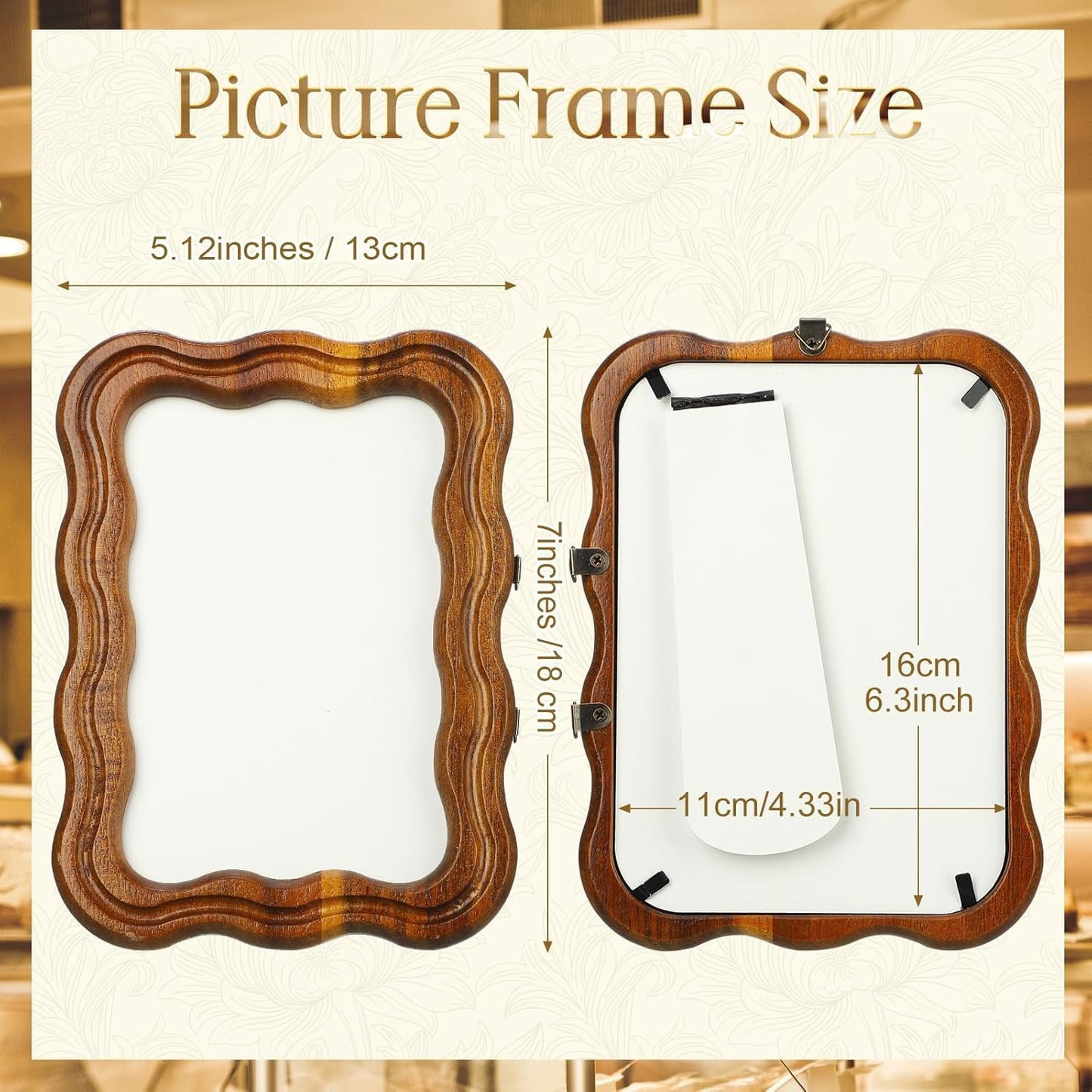 RattanView 4 x 6 Wood Scalloped Rustic Picture Frame Farmhouse Photo Frame with Acrylic Wavy Edge Vintage Acacia for Tabletop Vertical and Horizontal Display(2 Pcs)