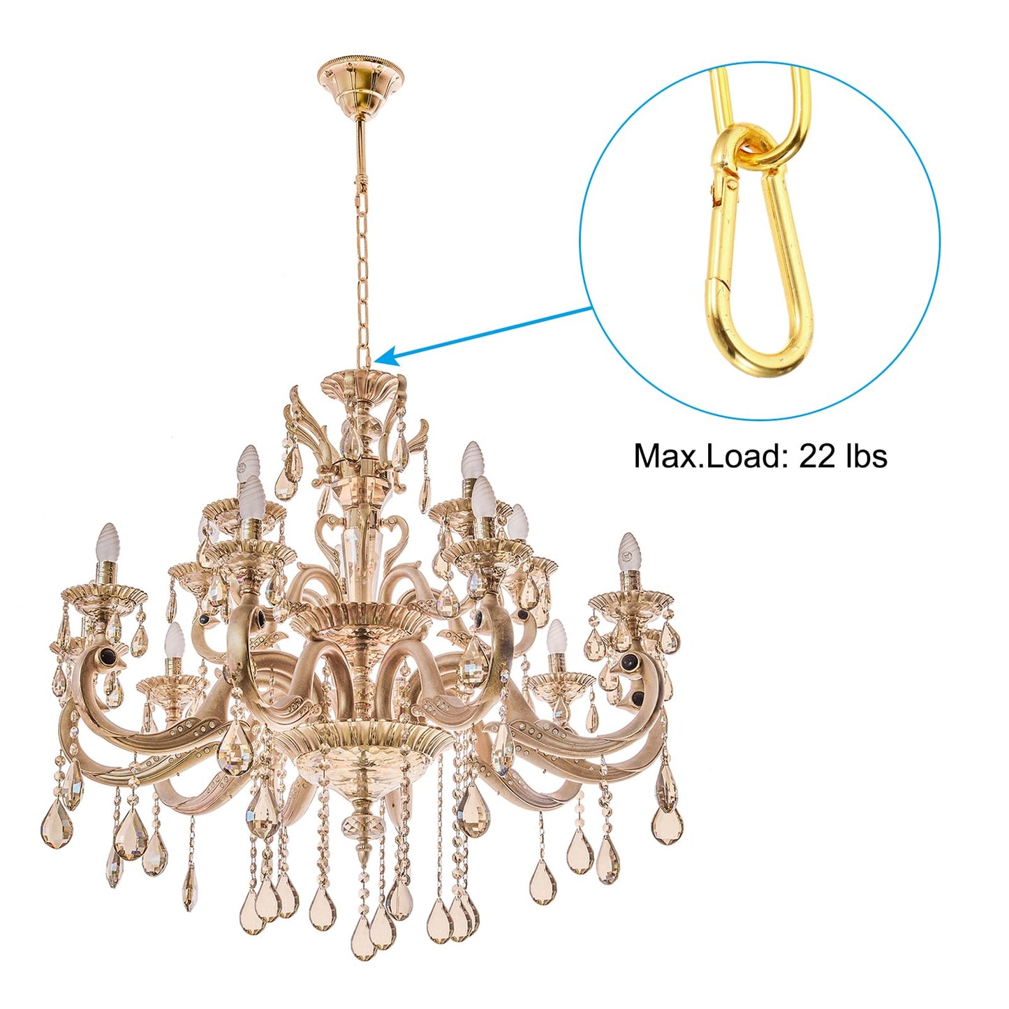 PATIKIL 6 Feet Gold Finish Lighting Hanging Chain, Metal Looping Chain for Hanging Plant Pendant Chandelier Light Fixture