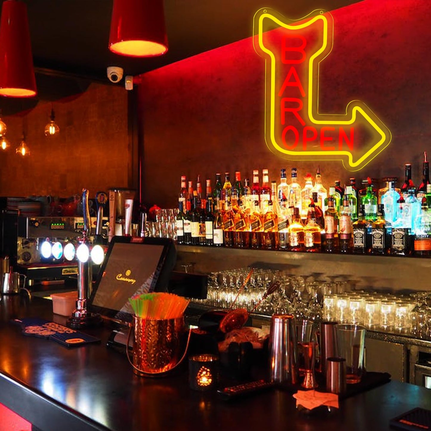 qbanziou Bar Open Neon Signs for Wall Decor，Open Signs for Business,Led Neon Light for Man Cave, Bar,Pub，Christmas Birthday Party Gift