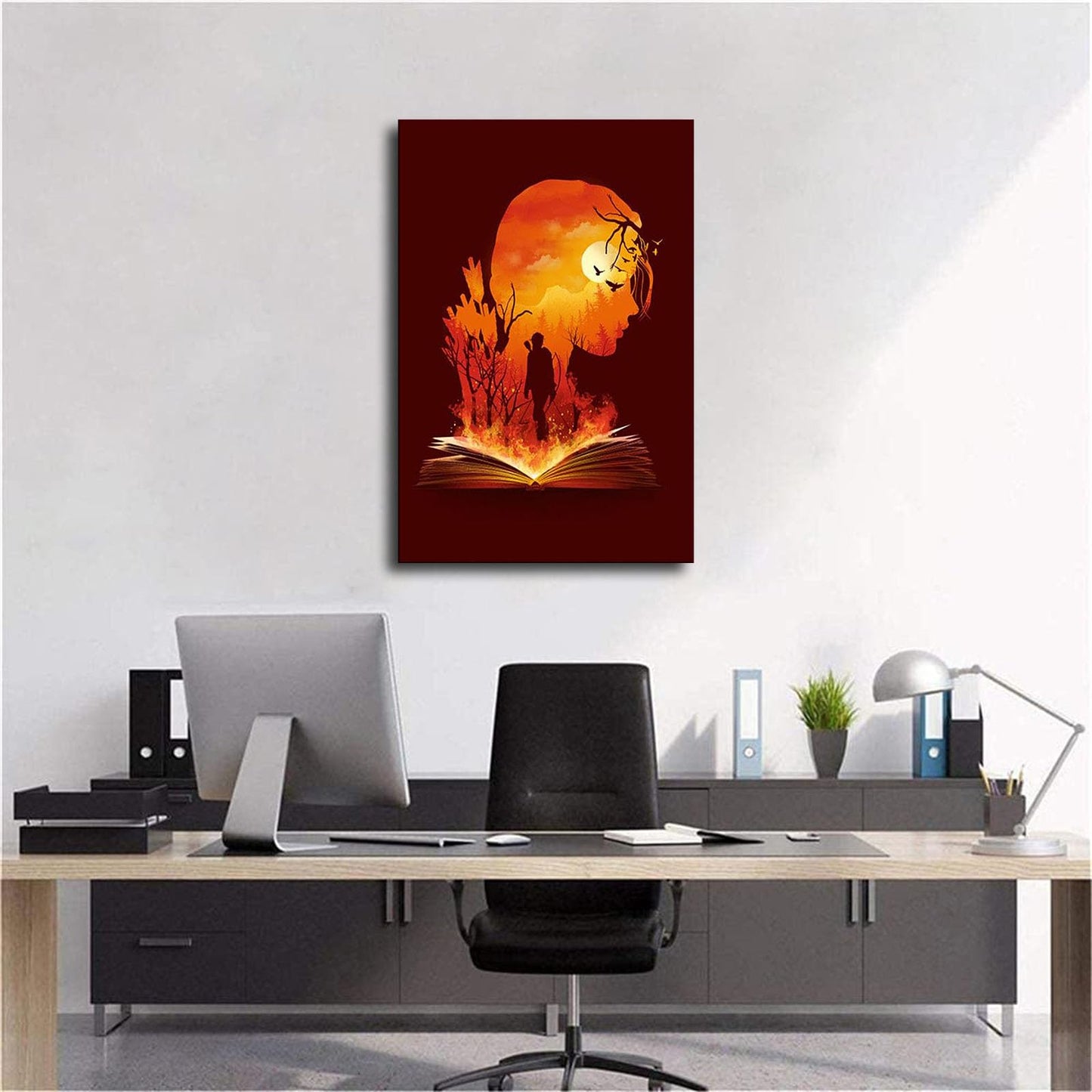 The Hunger Games Katniss Silhouette Sunset Poster Picture Art Print Canvas Wall Art Living Room Bedroom Decor Mural (12×18inch-No Framed)