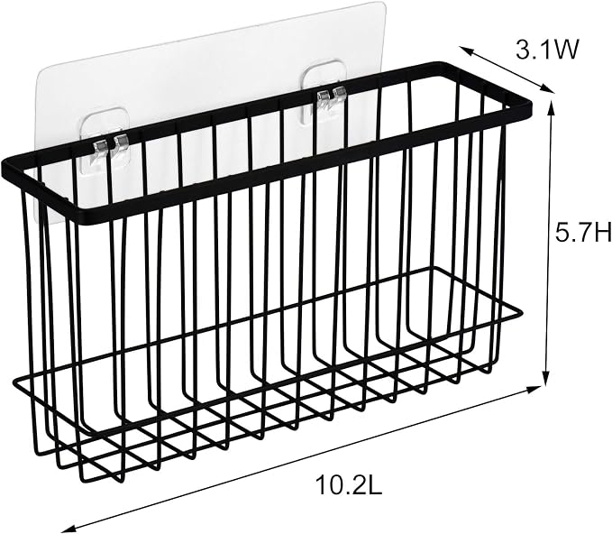 Toplife Wall Door Adhesive Kitchen Wrap Organizer Rack, No Drilling, Black, 2 Pack