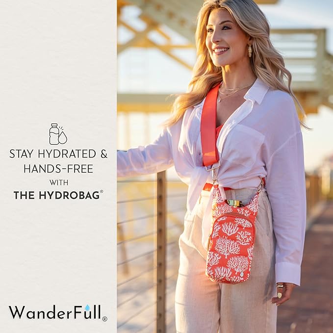 WanderFull® Original HydroBag® Collection, Water Bottle Holder w/Strap & Phone Pocket, Hands-Free Crossbody Water Bottle Bag