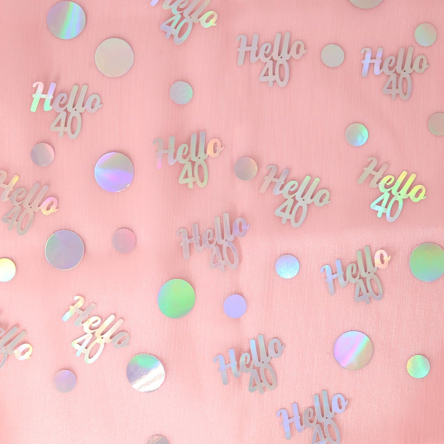 Vofrise 40th Birthday Confetti for Table Iridescent Birthday Party Decorations for Her Circle Dots Hello 40 Women Forty Years Old Birthday Table Scatters Decor Anniversary Party Supplies 300PC