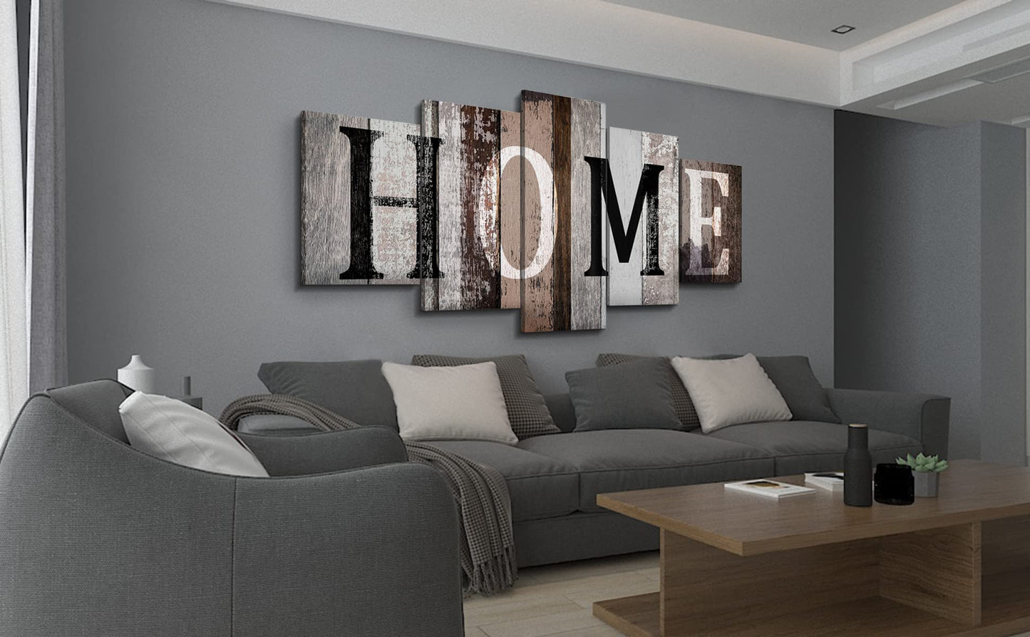 LUDUHU Home Canvas Print Wall Art - 5 Piece Sweet Home Signs, Black and White Quotes, Modern Family Wall Decor (G, Oversize 40x20inch)