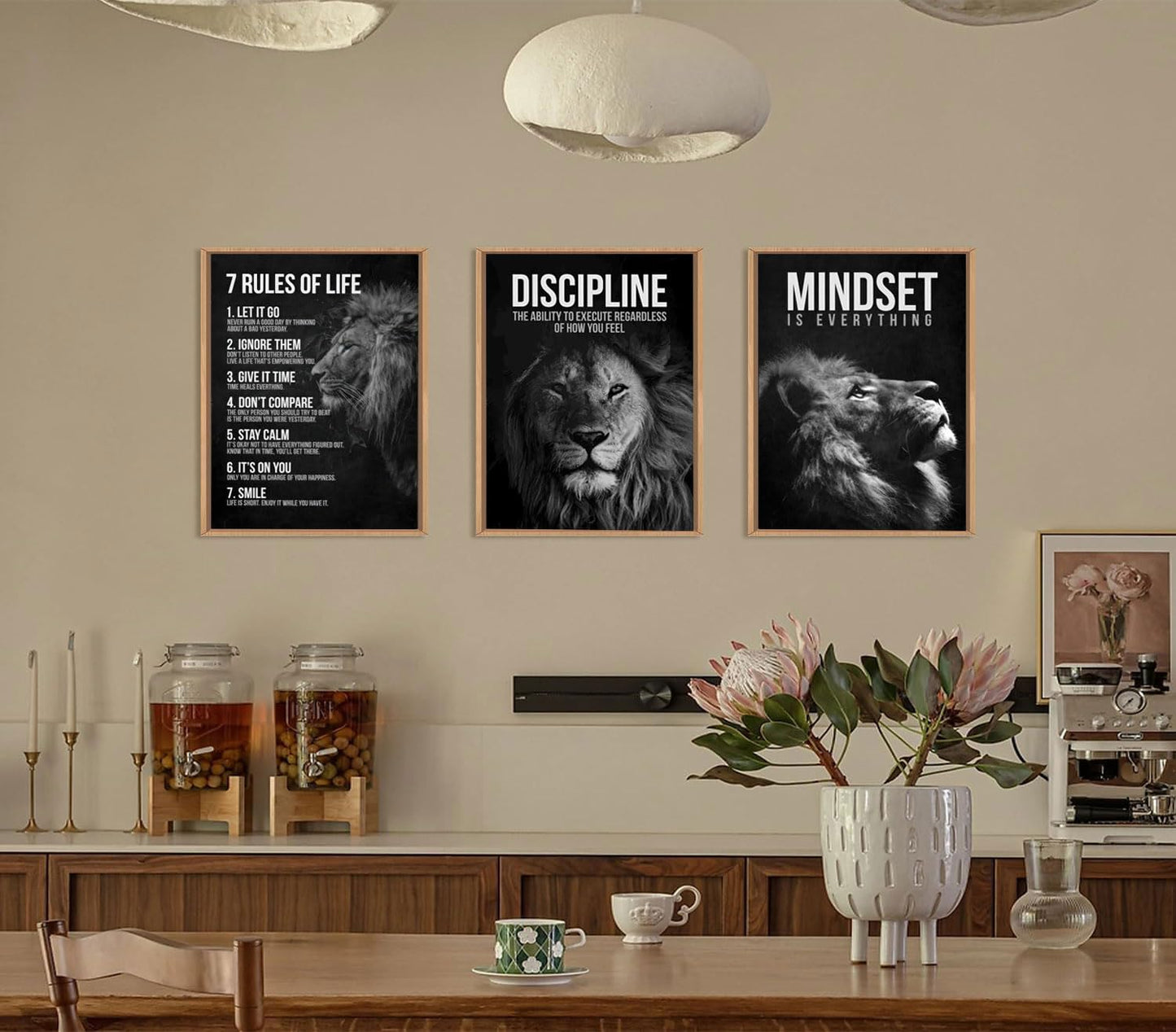 3 Pcs Lion Inspirational Quotes Wall Art 7 Rules of Life Poster Wall Decor Pictures Office inspiration Canvas Posters Prints for Home Office gym study workplace Decoration 12x16 in Unframe