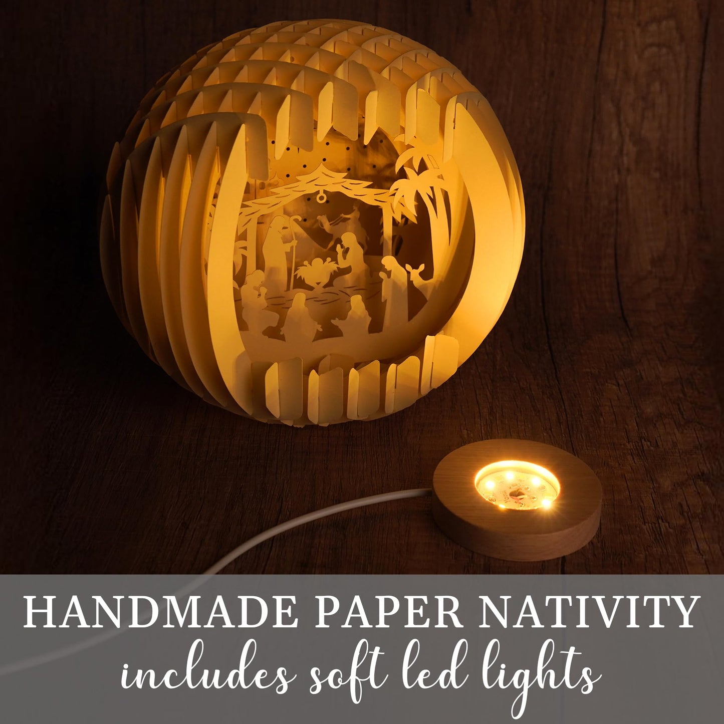 Light Up Nativity Scene Indoor with LED Light for Tabletop, Paper Christmas Jesus Decorations, Small Nativity Easter,Christmas Story Gifts,Religious Christian Gifts for Women,Nacimientos de Navidad
