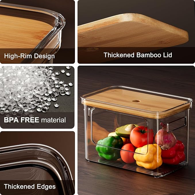 Hudgan Potato and Onion Storage Bin for Pantry Organizers Straight Side, Stackable, 2 Set
