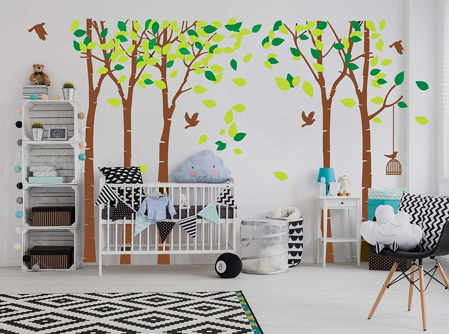 Giant Jungle Tree Wall Decal Tree Wall Sticker Removable Vinyl Sticker Mural Art Room Nursery Bedroom Living Room Decoration (103.9x70.9)