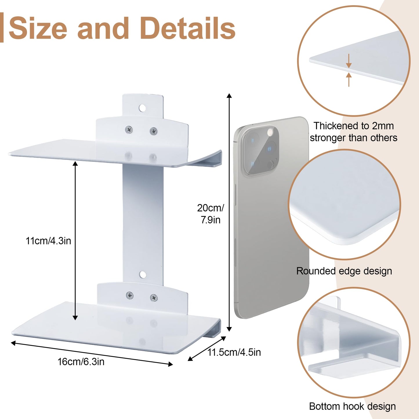 Cozcty Invisible Book Shelf Floating, 6-Tier White Floating Shelves for Wall, Heavy Duty Metal Book Organizer Holders Vertical Hanging Space-Saving for Bedroom Office Room