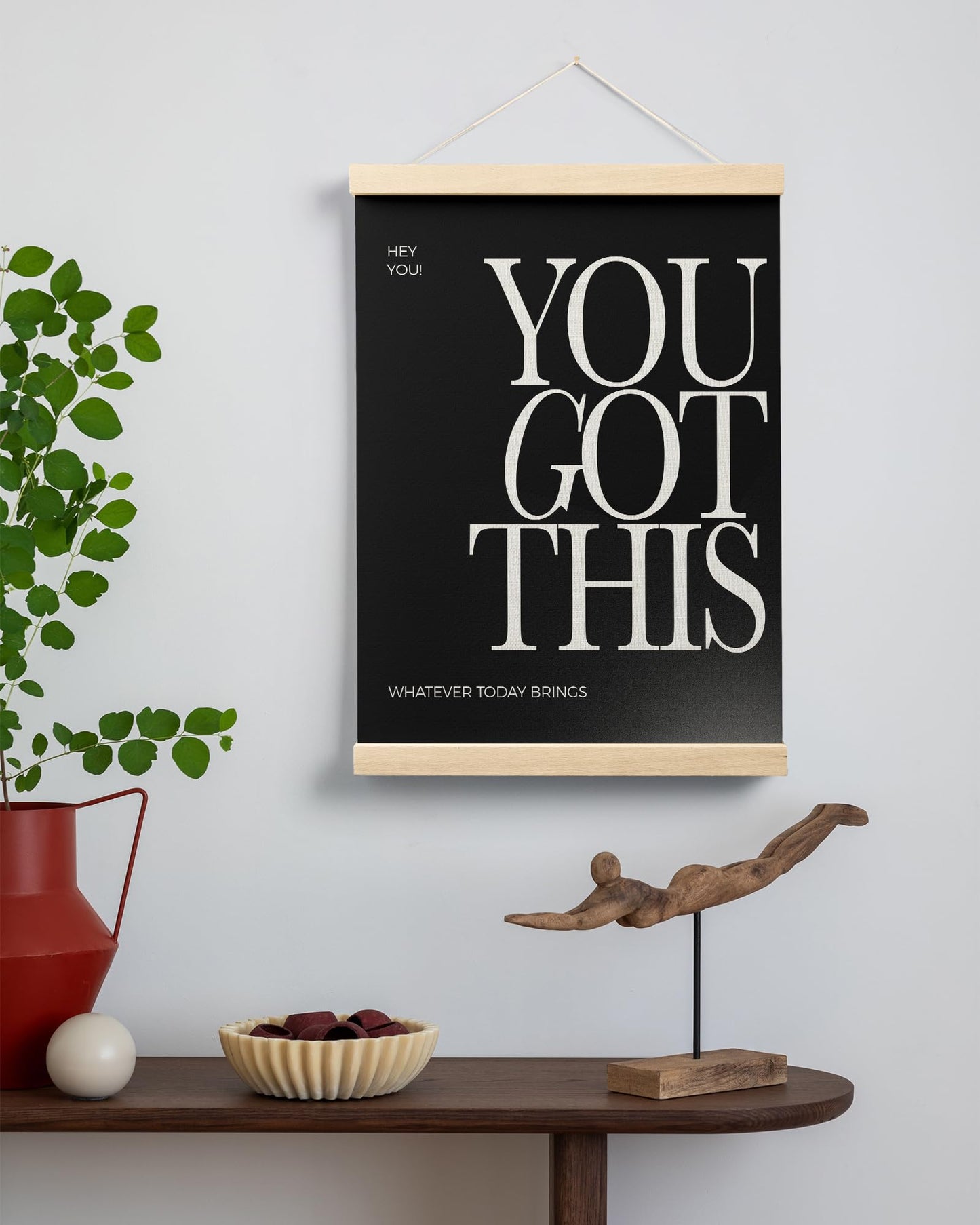 FGFK Inspirational Wall Art Poster Hanger Frame, You Got This Positive Affirmation Motivational Quote Canvas Prints Framed Wall Decor for Home Living Room Office, 12x16 Inch