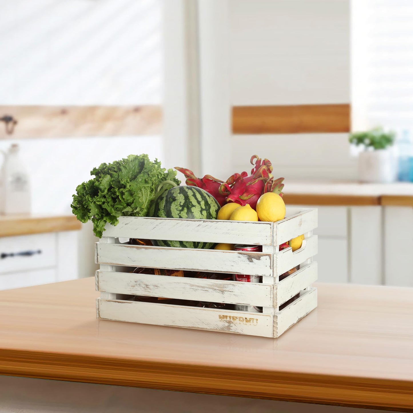 WUERMU White Wooden Crates are Suitable for Storage, Milk Crates, Wine Crates, Festival Decorations, Camping, and Other Multi-Purpose. They are Sturdy and Durable, set of 2 Length of 17.7 inches.