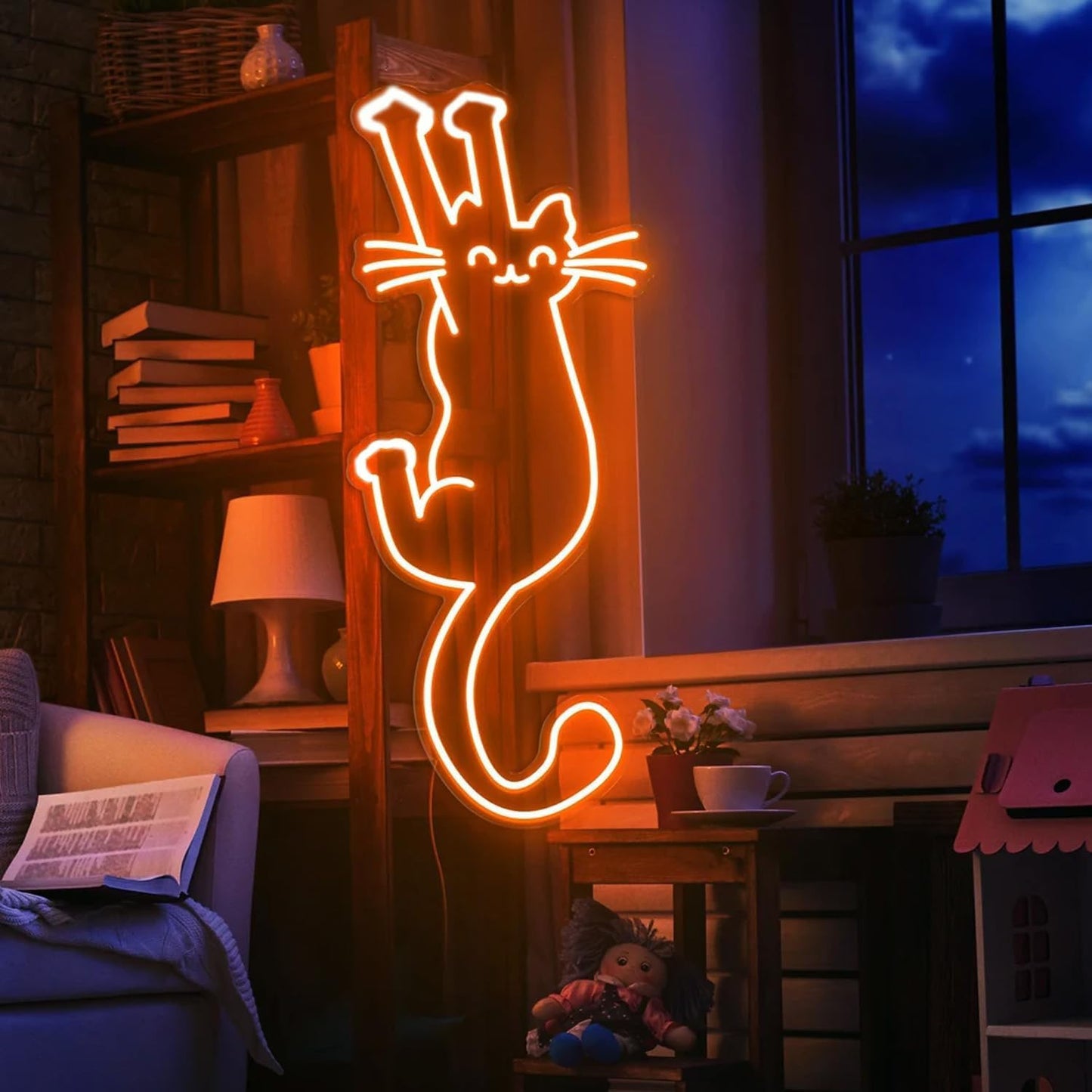 Paw Up Cat Neon Sign Animal USB Operated Decorative LED Cute Kitten LED Neon Custom Neon Sign Cat Lovers Gift Cat holding Sign