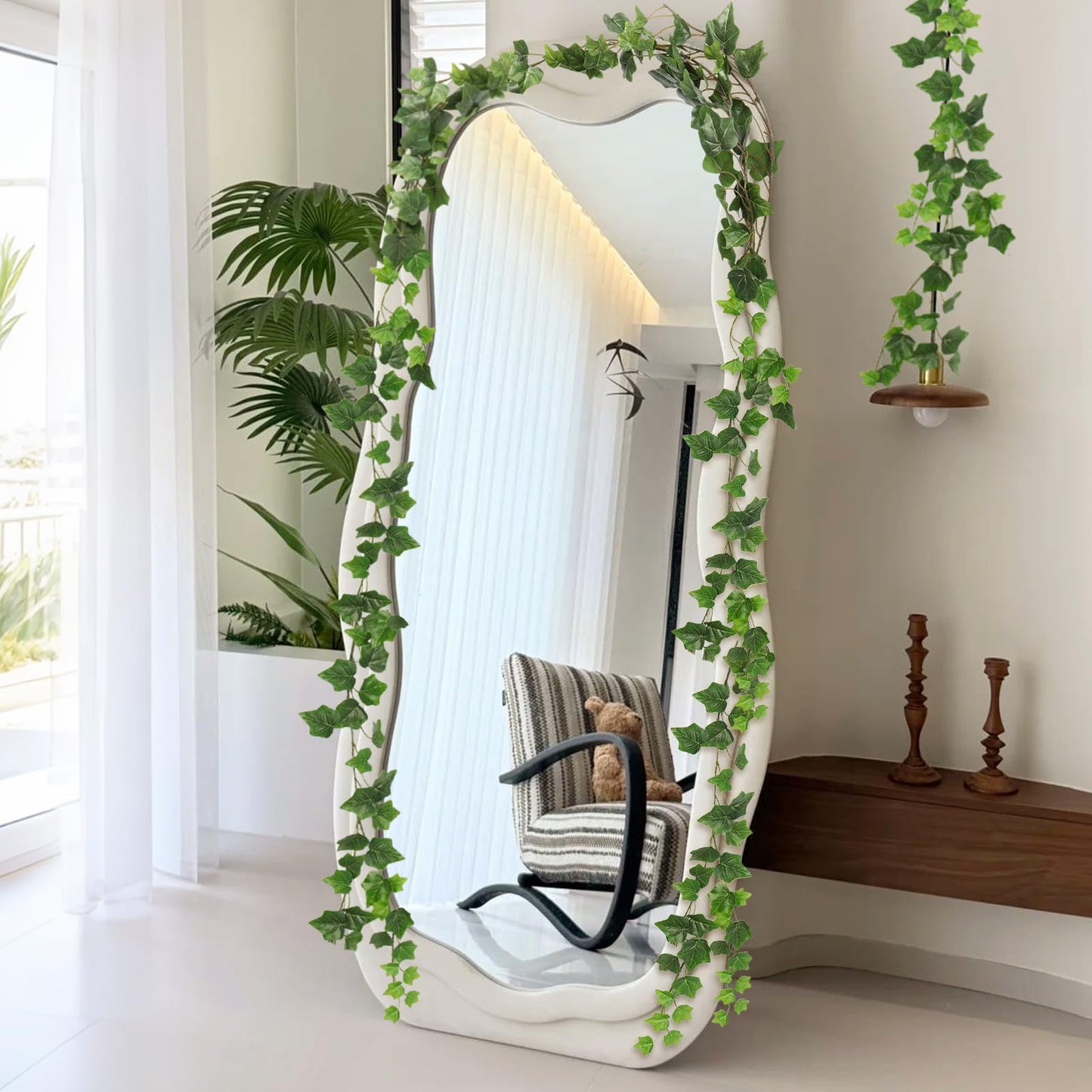 RECUTMS Artificial Ivy Vines Ivy Garland 2Pcs 74.8inch Fake Vines Hanging Plants with Silk Leaves Greenery Spring Decor for Indoor Outdoor Wedding Home Kitchen Garden Office