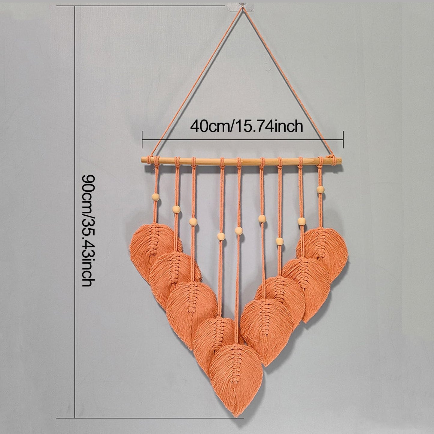 JUXDZISHW Natural,Macrame Wall Hanging Leaves Chic Woven Leaf Tassels Decoration Cotton Ornaments Tapestry Room Decor Modern Bohemian Handmade Feather Wall Art Decorations for Apartment Backdrop