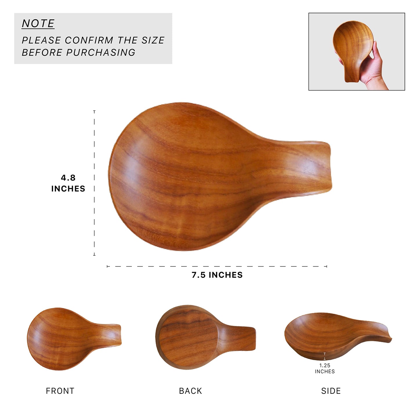 Cozinest Spoon Rest for Stove Top, Teak Wood Spoon Holder for Countertop, Ceramic Spoon Rest for Kitchen Counter, Serving Platter Décor Display Fruit Snacks Appetizer Wood Green Leaf (Wood)