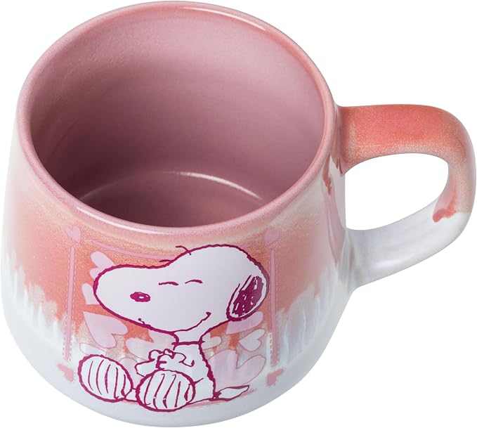 Silver Buffalo Peanuts Featuring Snoopy Hearts Love Reactive Glaze Tapered Pottery Mug, 18 Ounces