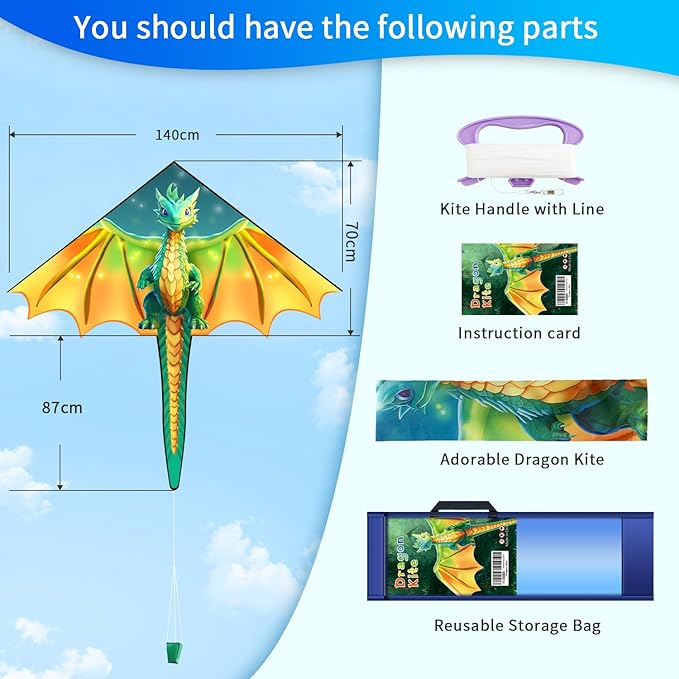 Xida Kites for Kids Ages 4-8, Large Kite for Adults, Easy to Fly Beach Kites with Handle and String,Perfect for Beginners,Beach,and Outdoor Flying Fun