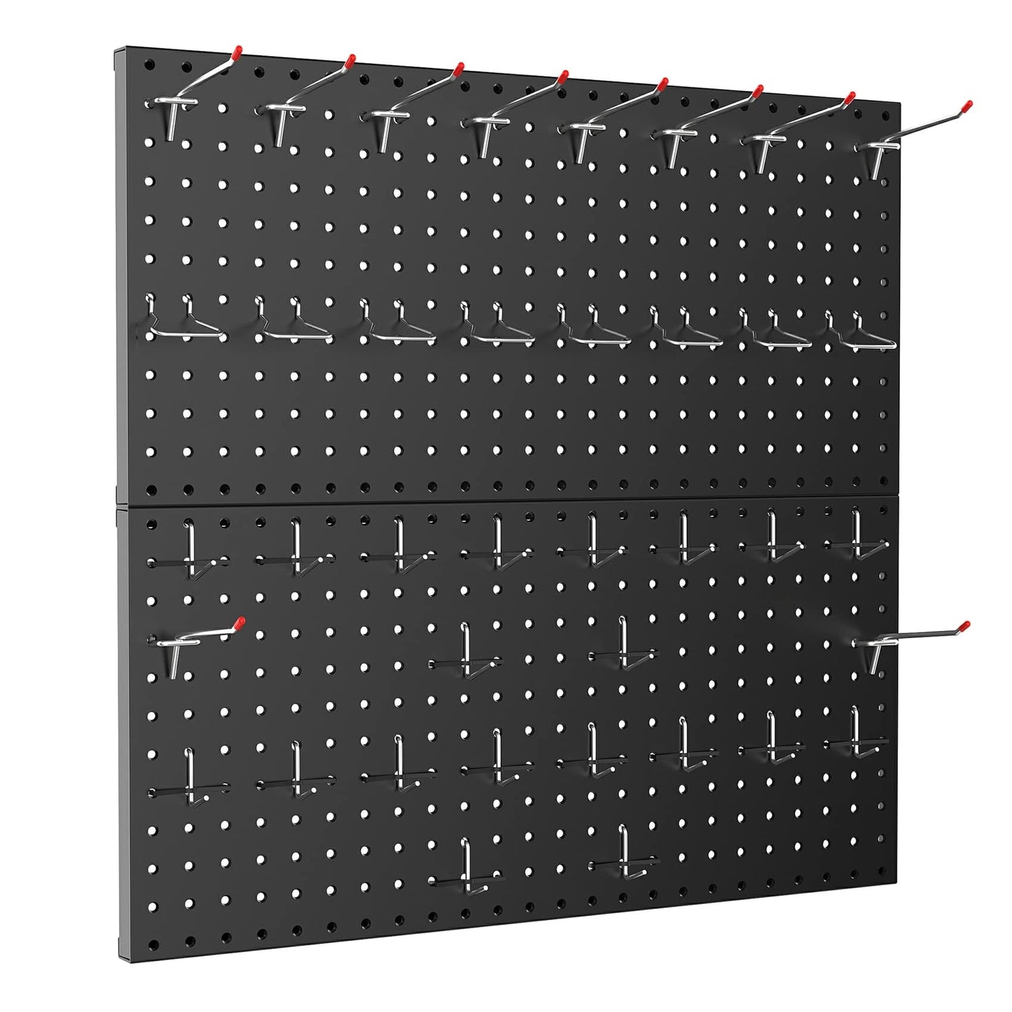TORACK Metal Pegboard Wall Organizer 24" x 24" or 12" x 48", 70 PCS Tools Storage Pegboard for Garage Tool Organizer Peg Board with Pegboard Hooks for Workbench(Black)