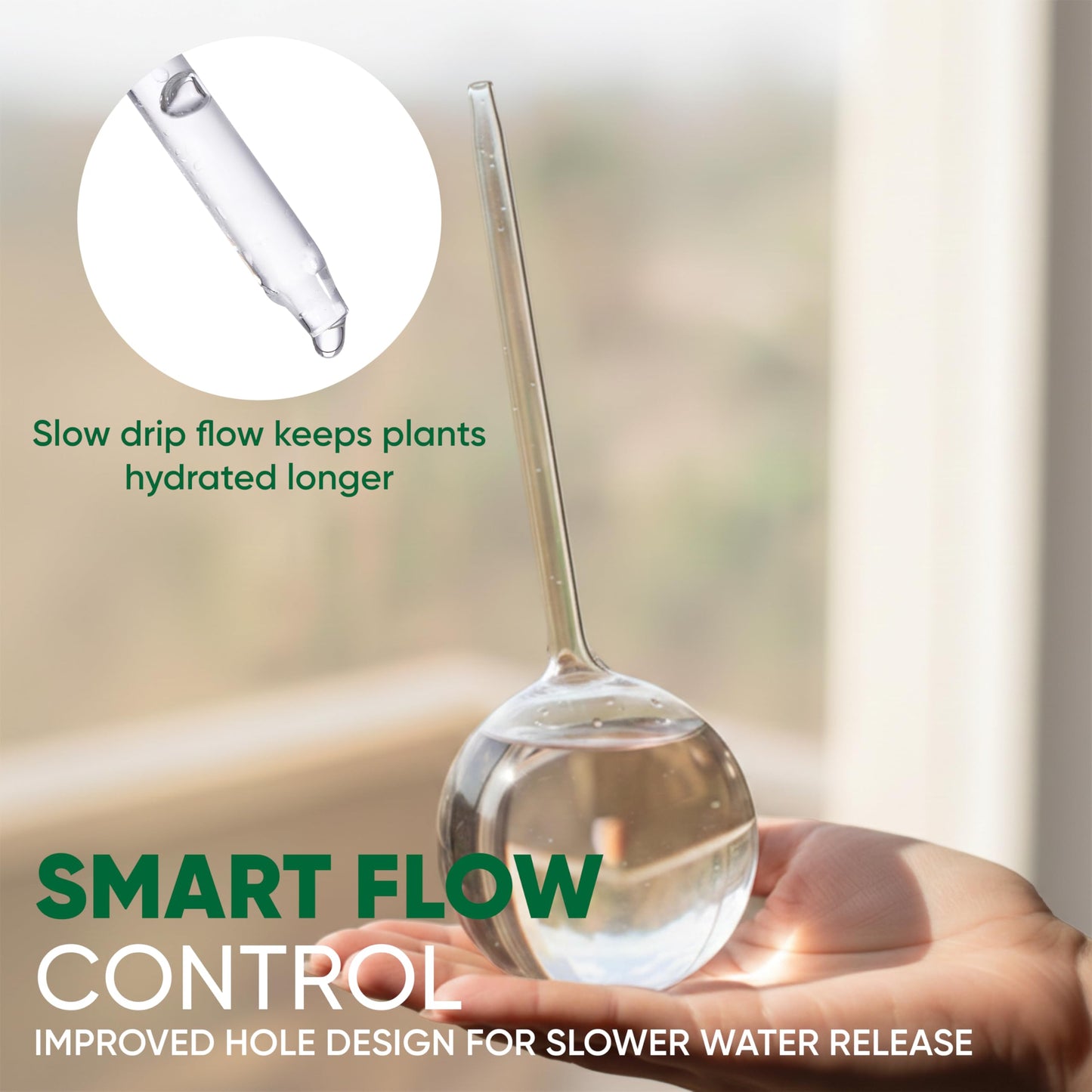 Mission Gallery Clear Plant Watering Globes Set of 2 - Small Self Watering Globes for Indoor & Outdoor Plants - Automatic Glass Watering Bulbs for Daily Use, Plant Watering Devices