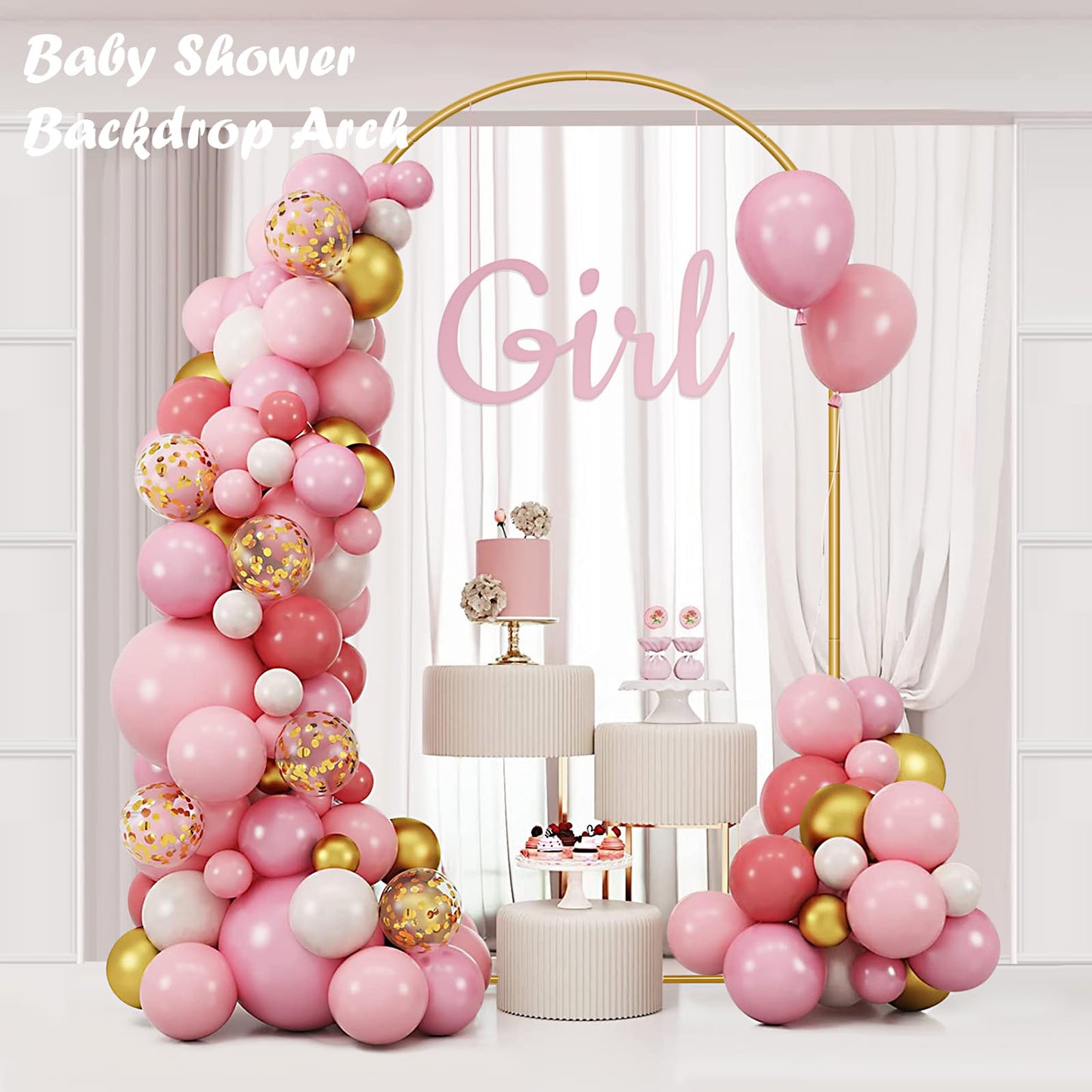 6.6FT Metal Wedding Arch Stand Gold Square Arched Backdrop Frame for Party Ceremony Valentines Day Birthday Bridal Baby Shower Garden Floral Balloon Arch Decoration