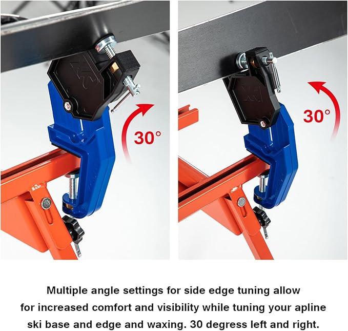XCMAN Alpine Ski Vise PRO For Ski Tuning and Waxing Adjustable Angle and Height Durable and Stable - Jaw opens up to 105mm