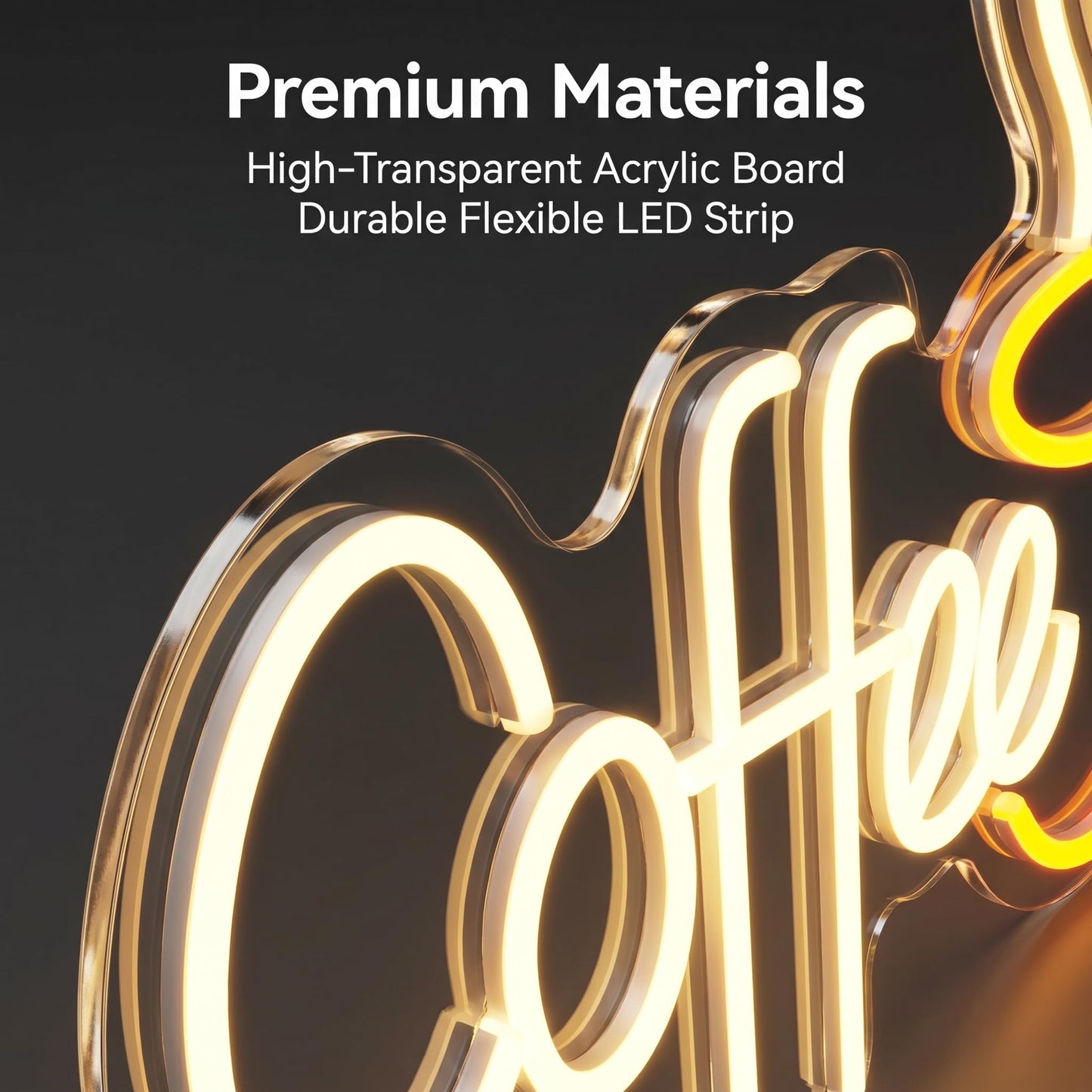 LED Coffee Neon Sign for Cafe, Acrylic Light Up Coffee Bar Sign 21.7x13.8 Inch, 10 levels USB Dimmable for Coffee Shop Internet Lounge Wall Decor (Warm White)