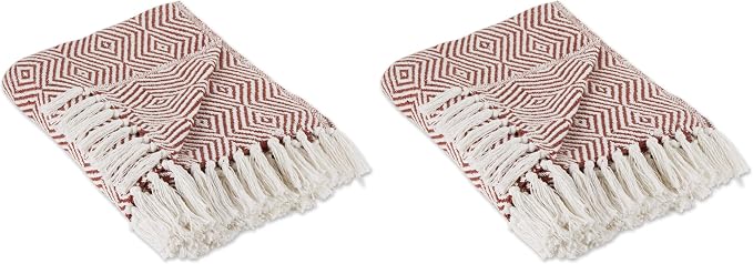 DII Diamond Throw Collection Woven Cotton, 50x60, Cinnamon (Pack of 2)