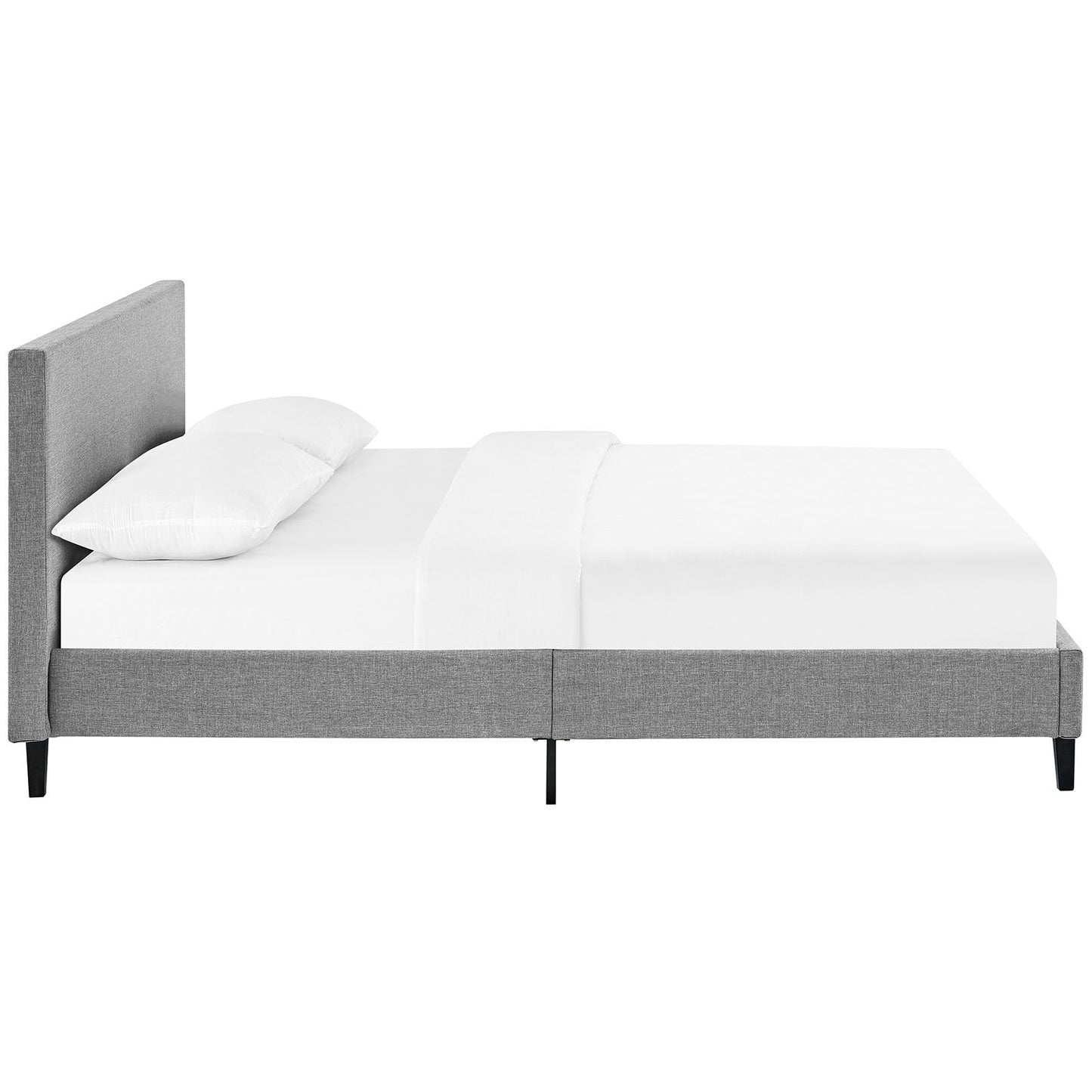 Modway Anya Upholstered Light Gray Platform Bed with Wood Slat Support in Queen