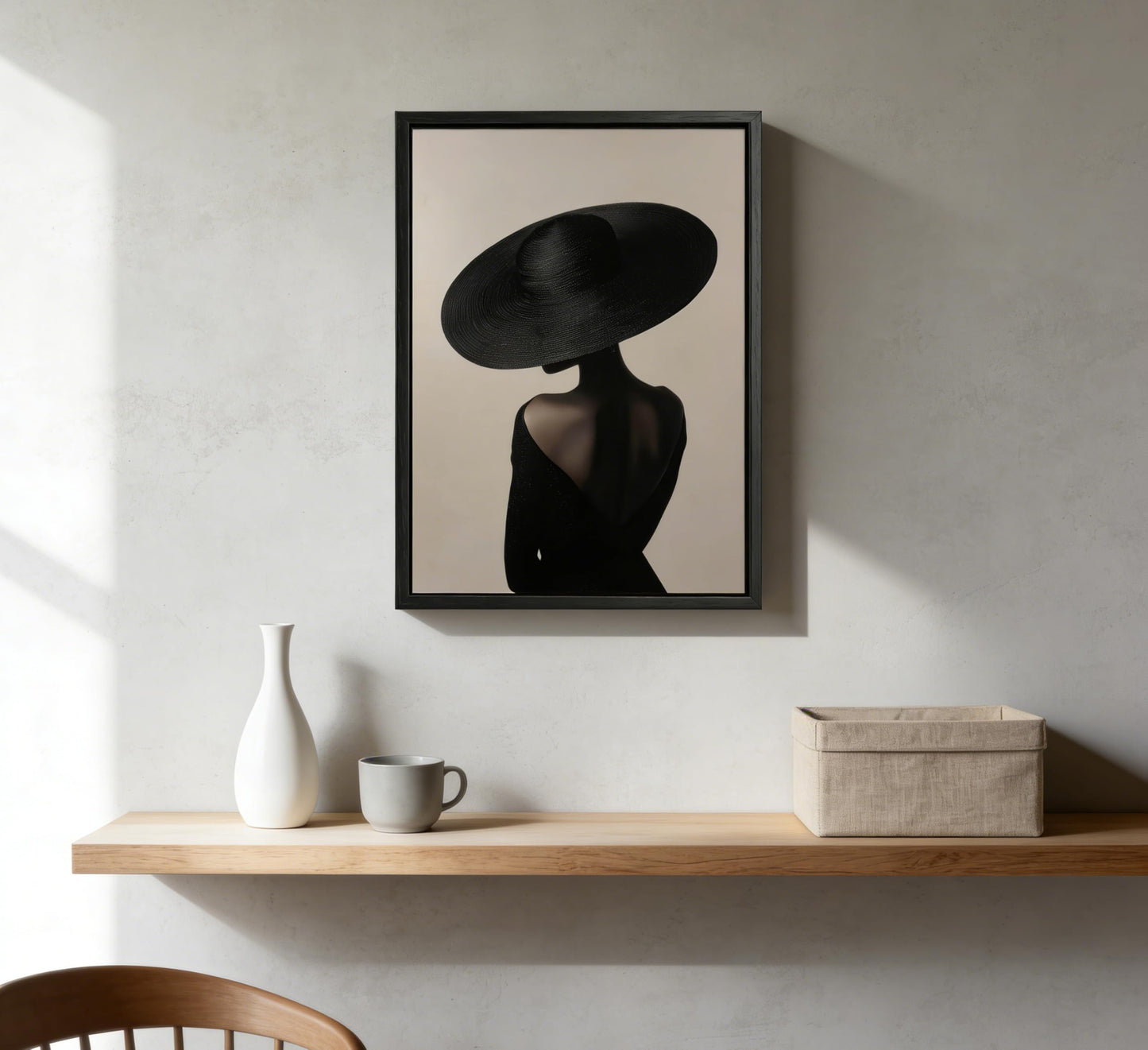 Framed African American Wall Art,Fashion Black Woman Silhouette Canvas Print Poster,Abstract Modern Elegant Wall Decor for Living Room Bedroom, Luxury Trendy Home Decoration,