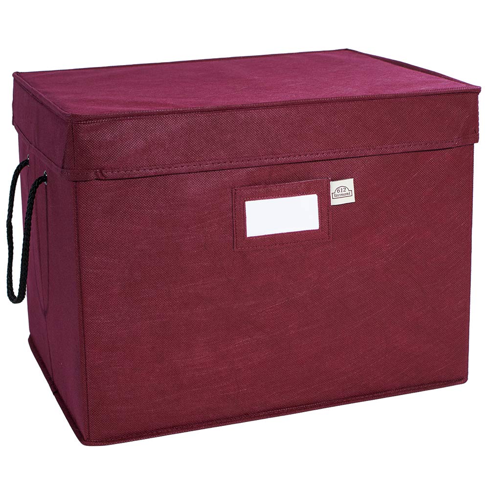 612 Vermont Christmas Ornament Storage Box with Adjustable Acid-Free Dividers, 3 Removable Trays with Handles, 17 Inch x 13 Inch x 13 Inch, Holds 36-4 Inch Ornaments