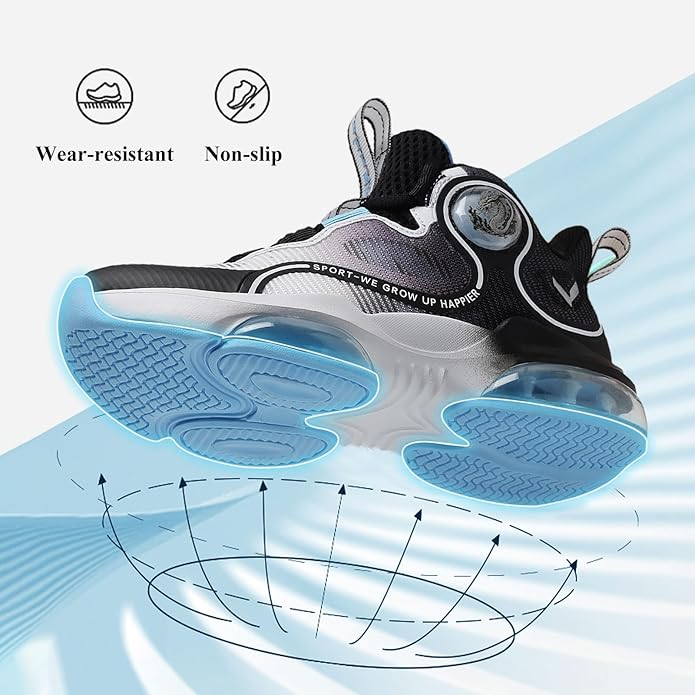 JMFCHI Kids Basketball Shoes High-top Sports Shoes Sneakers Durable Lace-up Non-Slip Running Shoes Secure for Little Kids Big Kids and Boys Girls