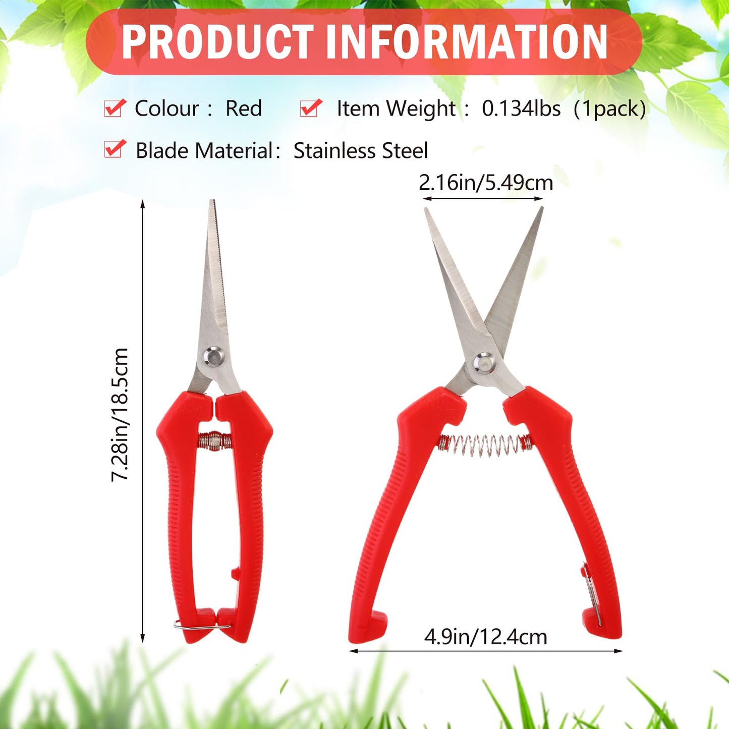 Lasnten 30 Pcs Pruning Scissors Bulk 7.2 Inch, Bud Trimming Scissors with Stainless Steel Straight Blade & Spring Loaded Handle, Garden Snips for Precise Cutting Bonsai Flowers Plants Gardening (Red)