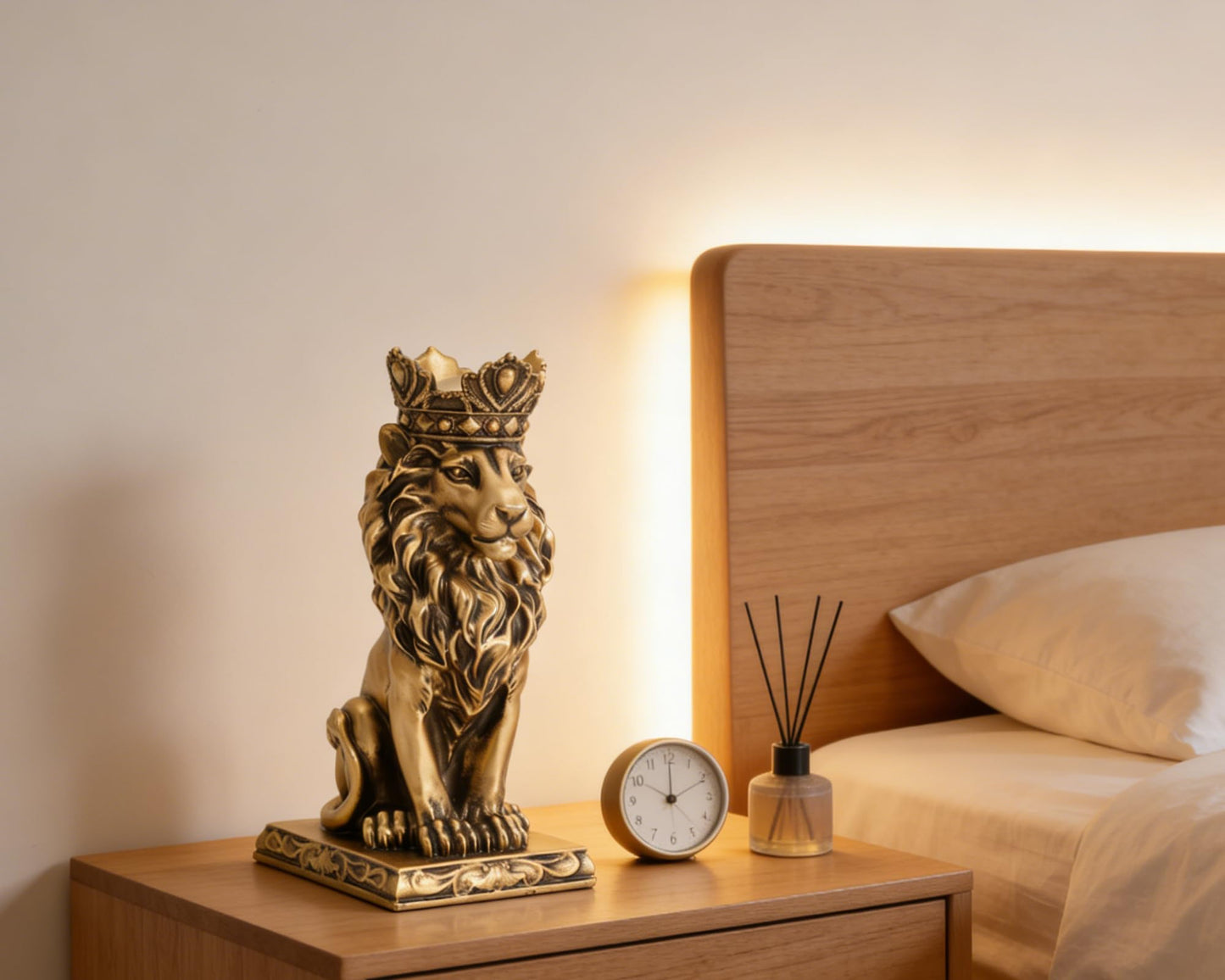 AMOIENSIS Retro Crown Lion Statue Home Decor Sculpture for Living Room, Office, 9 Inch Regal Figurine Strength Symbol Gift for Leos & Lion Enthusiasts
