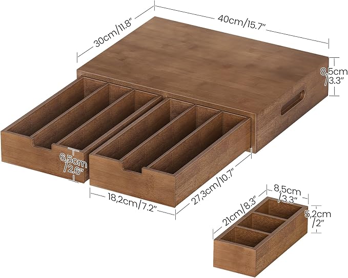 CHOEZON Coffee Pod Organizer, Storage Box with 2 Drawers, Coffee Station with Removable Dividers, Holder for K-Cup, Holds Pods, Syrup, Tea Bags for Living Room, Kitchen, Office, Mocha MCW31MA