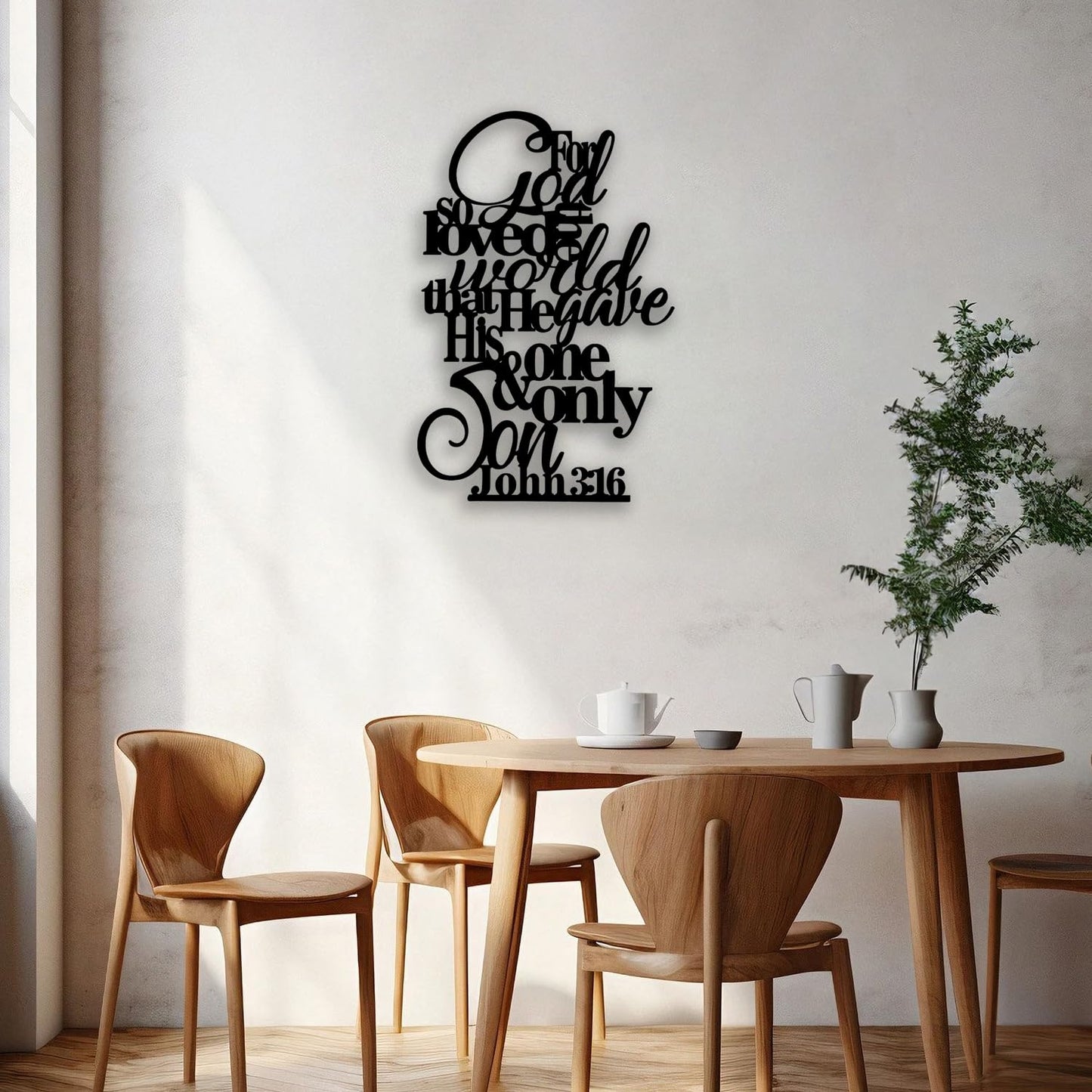 OPTYBVFD John 3 16 Metal Wall Decor - Motivational Inspirational Room Decor Christian Scripture Wall Art Home Decor for Living Room, Bedroom, Dining Room, Bathroom, Office (Black)