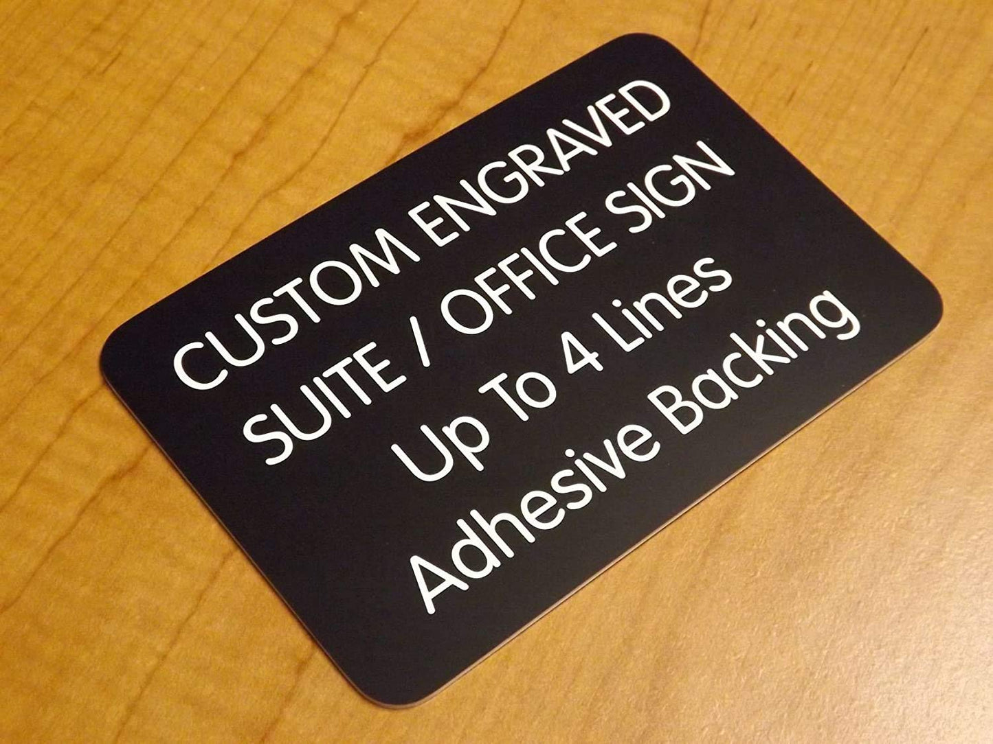 Imprue Custom Engraved 4x6 Black wWhite Lettering Door Suite Wall Sign | Name Plate | Personalized Wall Plaque | Business Doctor Law Firm Home Office Cafe Shop | Up to 4 Text Lines | Adhesive Backed