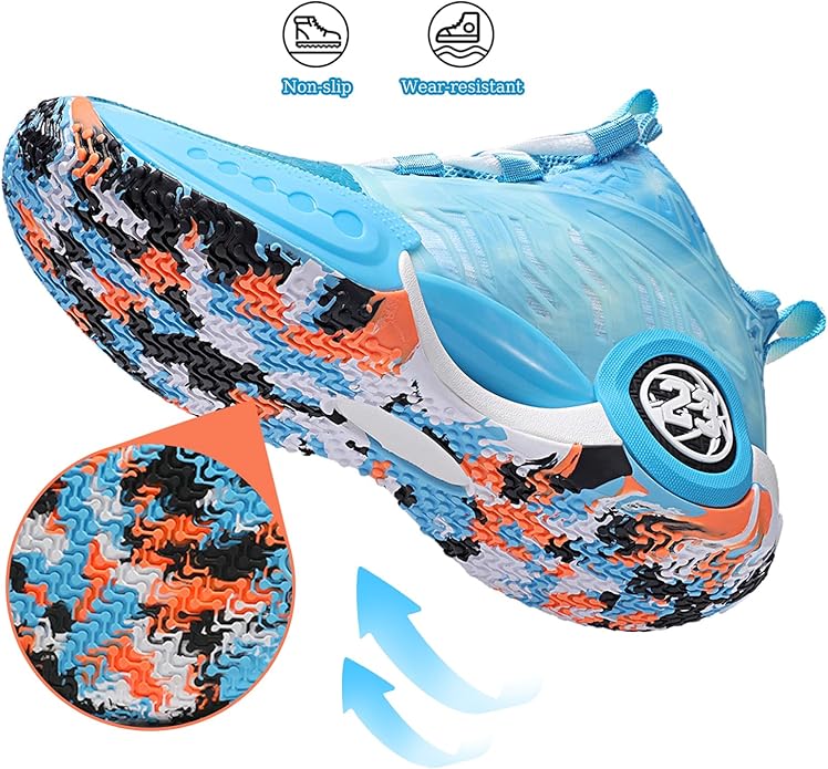 JMFCHI Kids Basketball Shoes High-top Sports Shoes Sneakers Durable Lace-up Non-Slip Running Shoes Secure for Little Kids Big Kids and Boys Girls
