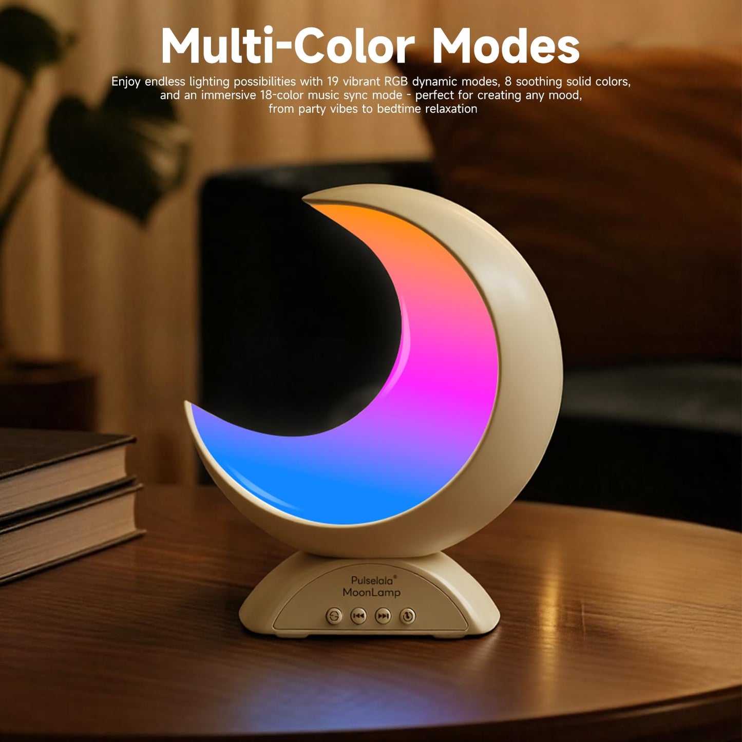 Pulselala Touch Moon Table Lamp with RGB Adjustable Light, Scene Mode and Music Mode, Warm White LED Moon Light, Suitable for Home Decoration, Bedroom Living Room Desk.