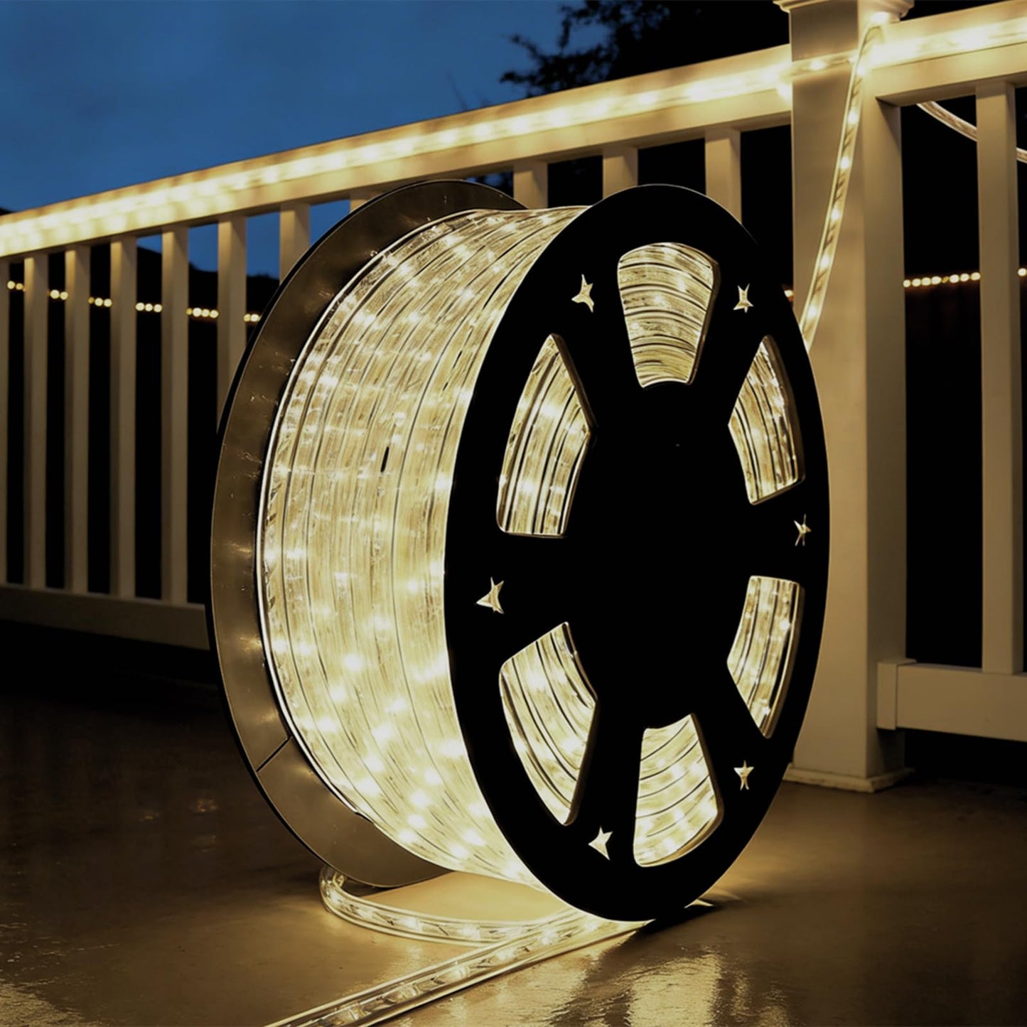Buyagn 100Ft Warm White LED Rope Lights, 110v Waterproof Indoor/Outdoor String Lights, Cuttable, 1080 LEDs Rope Lights for Outside, Garden, Patio, Deck, Halloween and Christmas Decorations