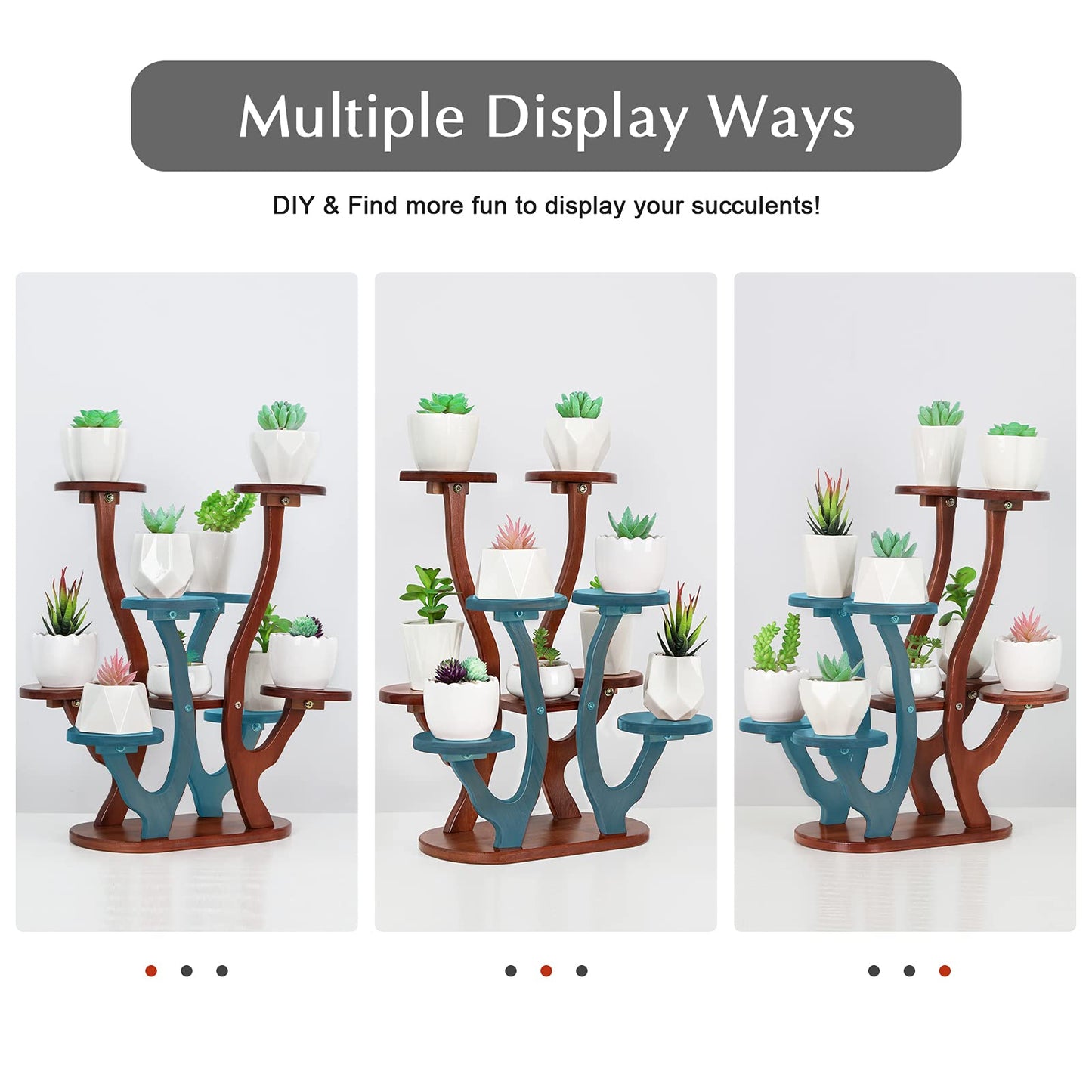 Jotsport 9 Pots Mini Succulent Stand Windowsill Small Plant Stand Multi Layers Succulents Display Shelf Kitchen Windowsill Desk Tabletop Plant Holder