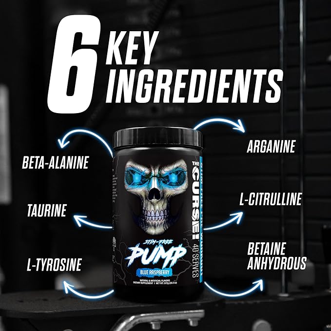 JNX SPORTS The Curse! Pump ??Stim-Free Pre-Workout | Sour Candy 40 Serves | Caffeine-Free Pump Pre Workout, Non-Stim Nitric Oxide Preworkout for Men & Women