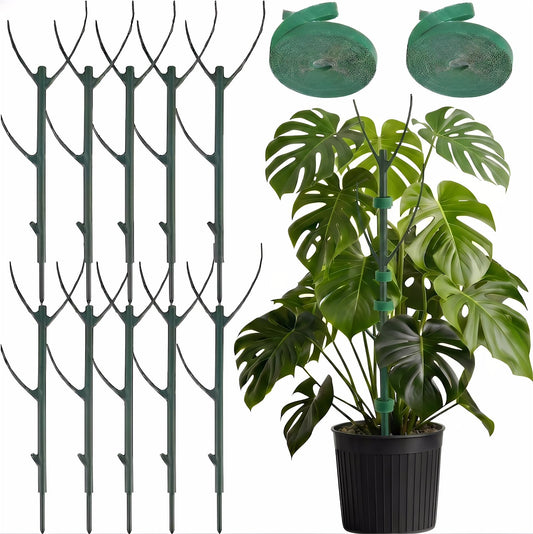 10 Pack Stackable Monstera Plant Support Stakes, Plant Sticks Support Tall for Pothos Climber, Plant Support Garden Stakes for Indoor & Outdoor Pots, Essential Monstera Support for Climbing Vines