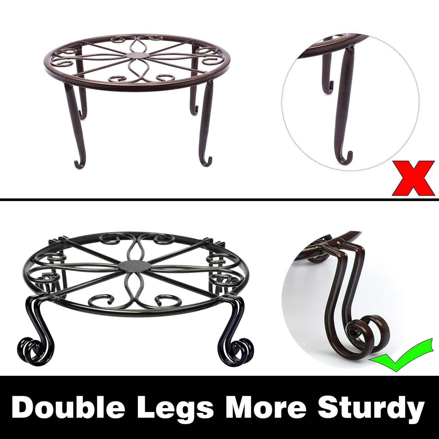 Black Plant Stand for Flower Pot Heavy Duty Potted Holder Indoor Outdoor Metal Rustproof Iron Garden Container Round Supports Rack for Planter Bronze, Pumpkin Stand Outdoor……